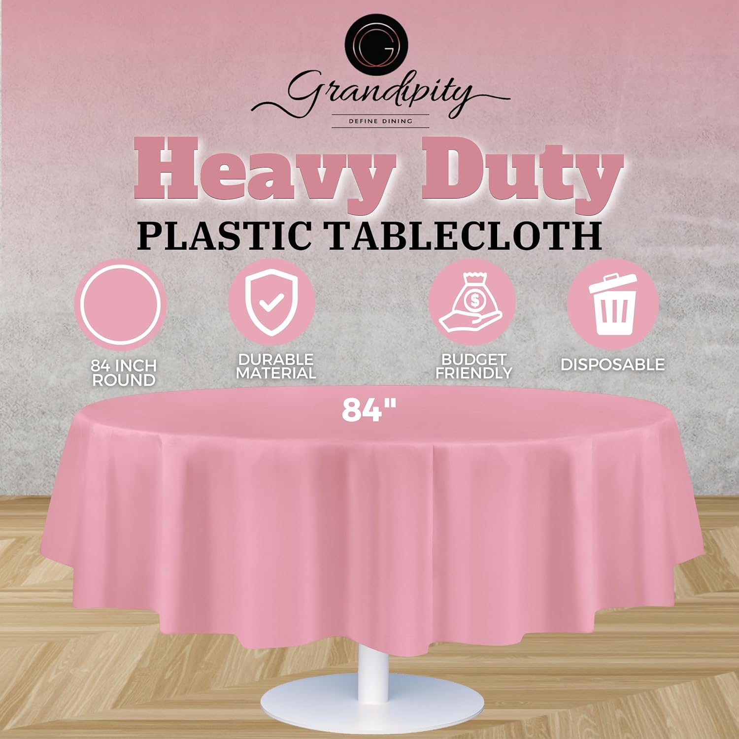 Pink Premium Round Plastic Table Cover