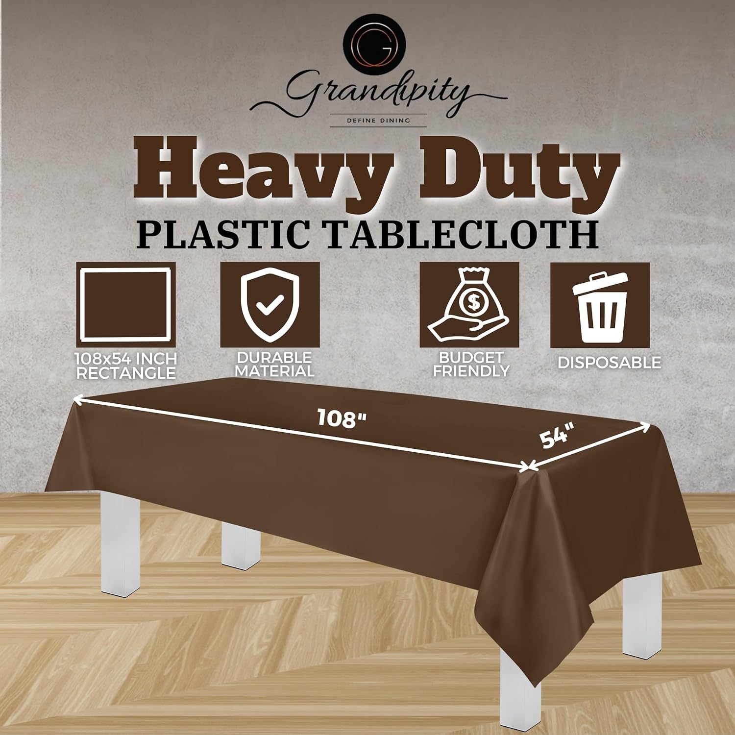 Brown Premium Rectangle Plastic Table Cover