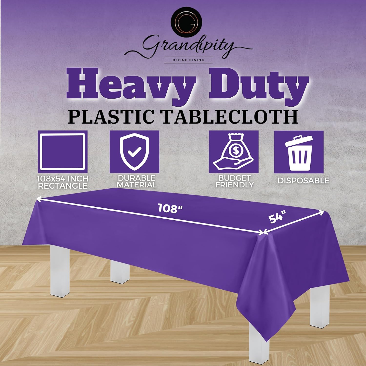 Purple Premium Rectangle Plastic Table Cover