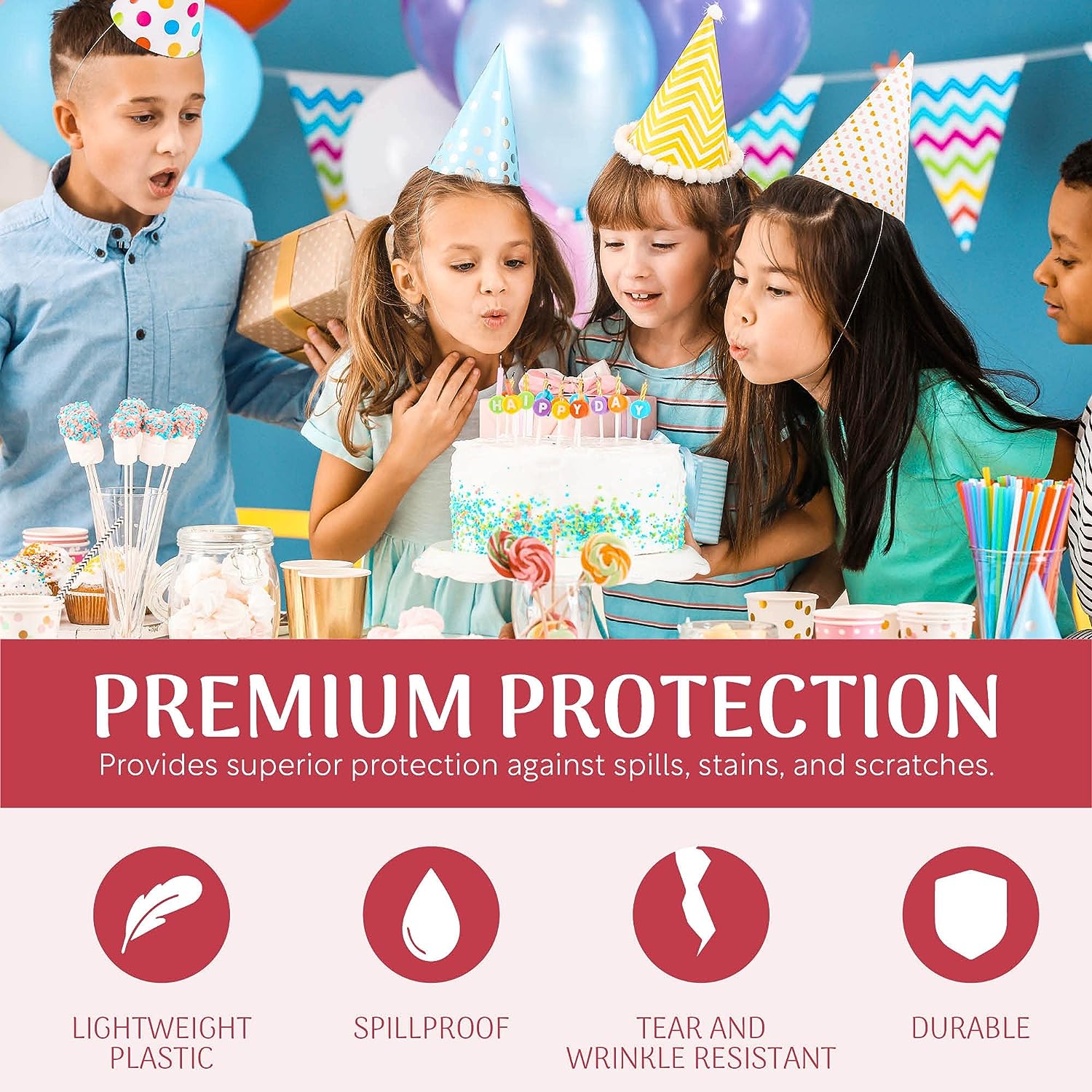 Birthday Self-Cutting Plastic Table Cover Roll