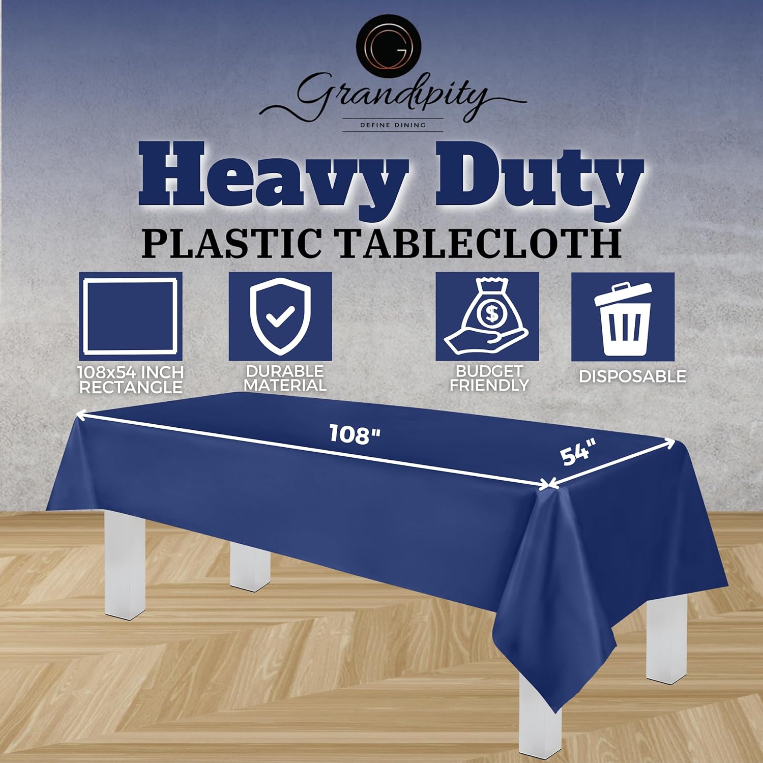 Navy Premium Rectangle Plastic Table Cover