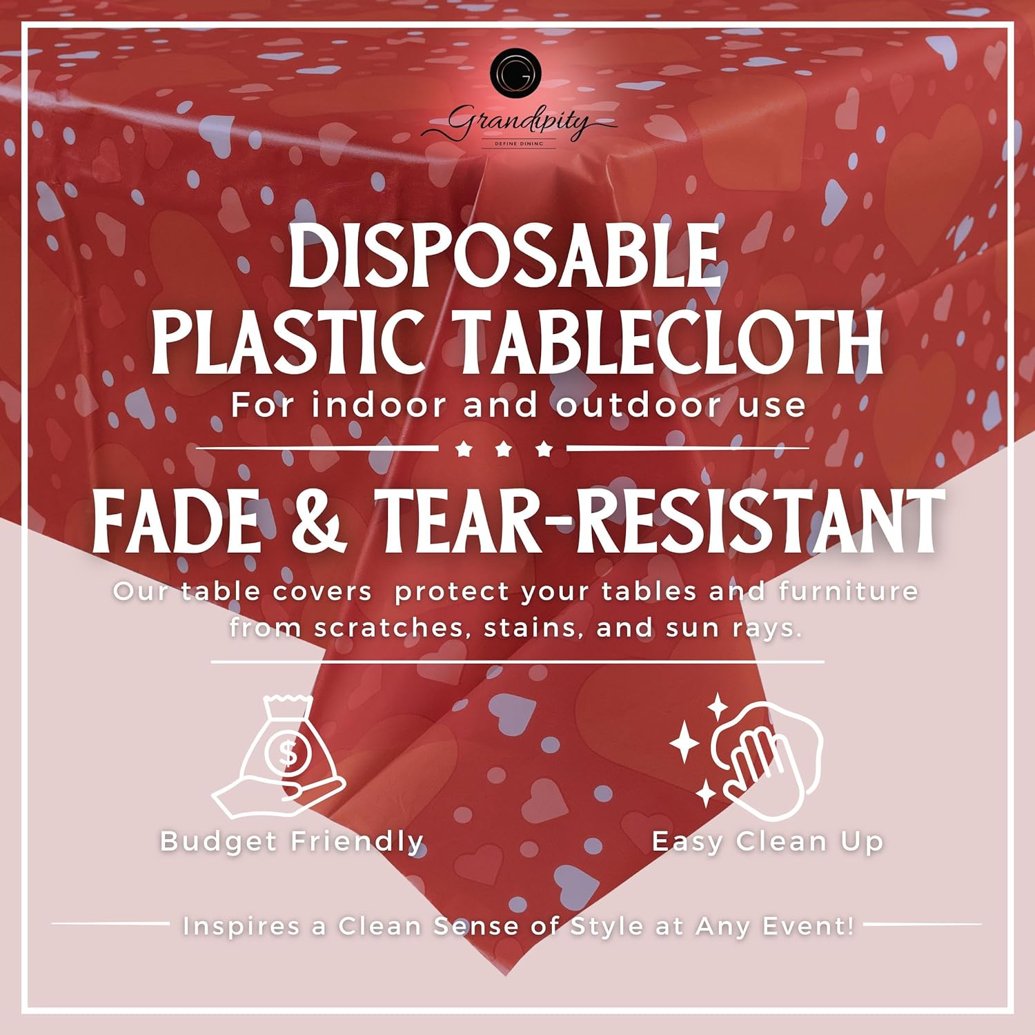Red Valentine Rectangle Plastic Table Cover