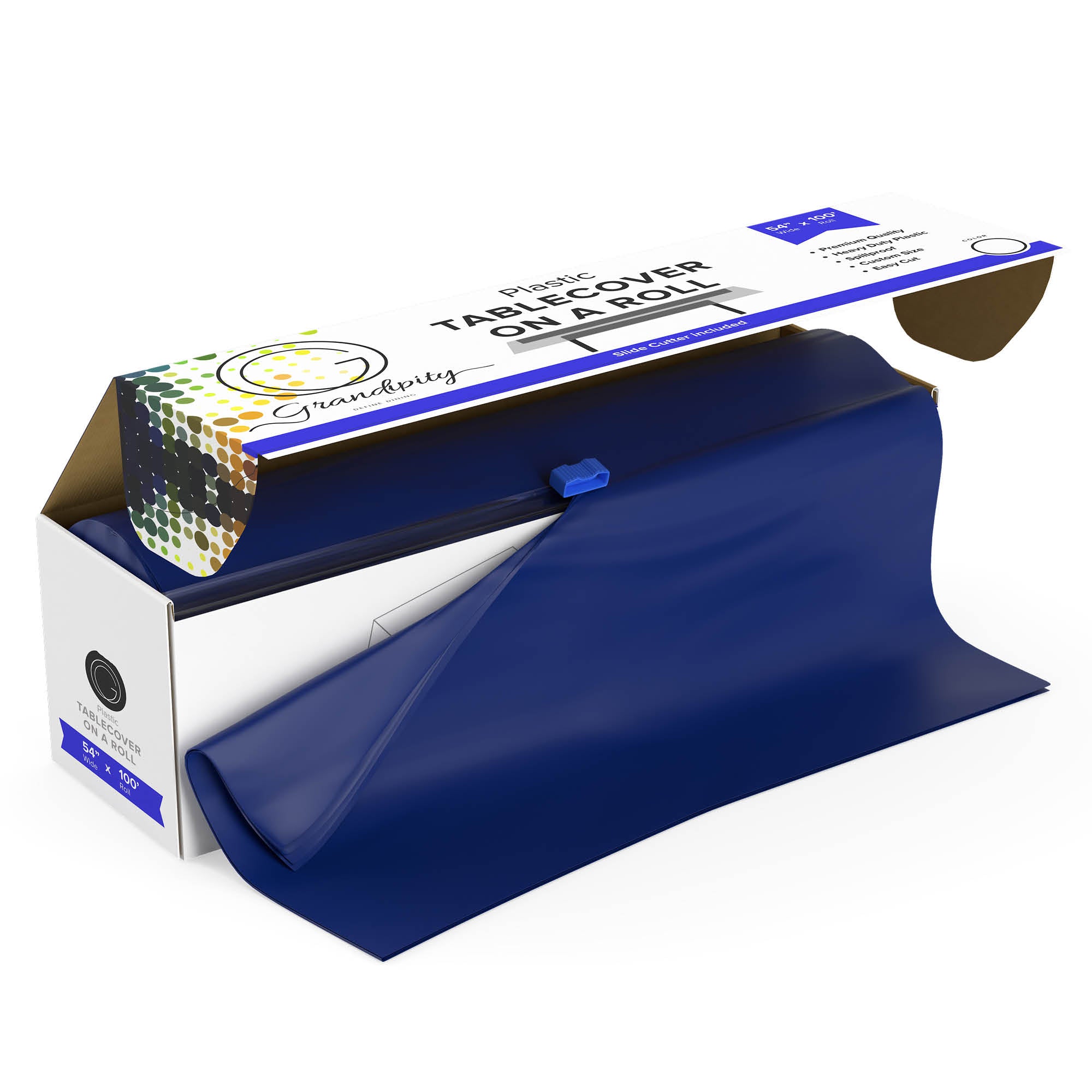 Navy Blue Self-Cutting Plastic Table Cover Roll
