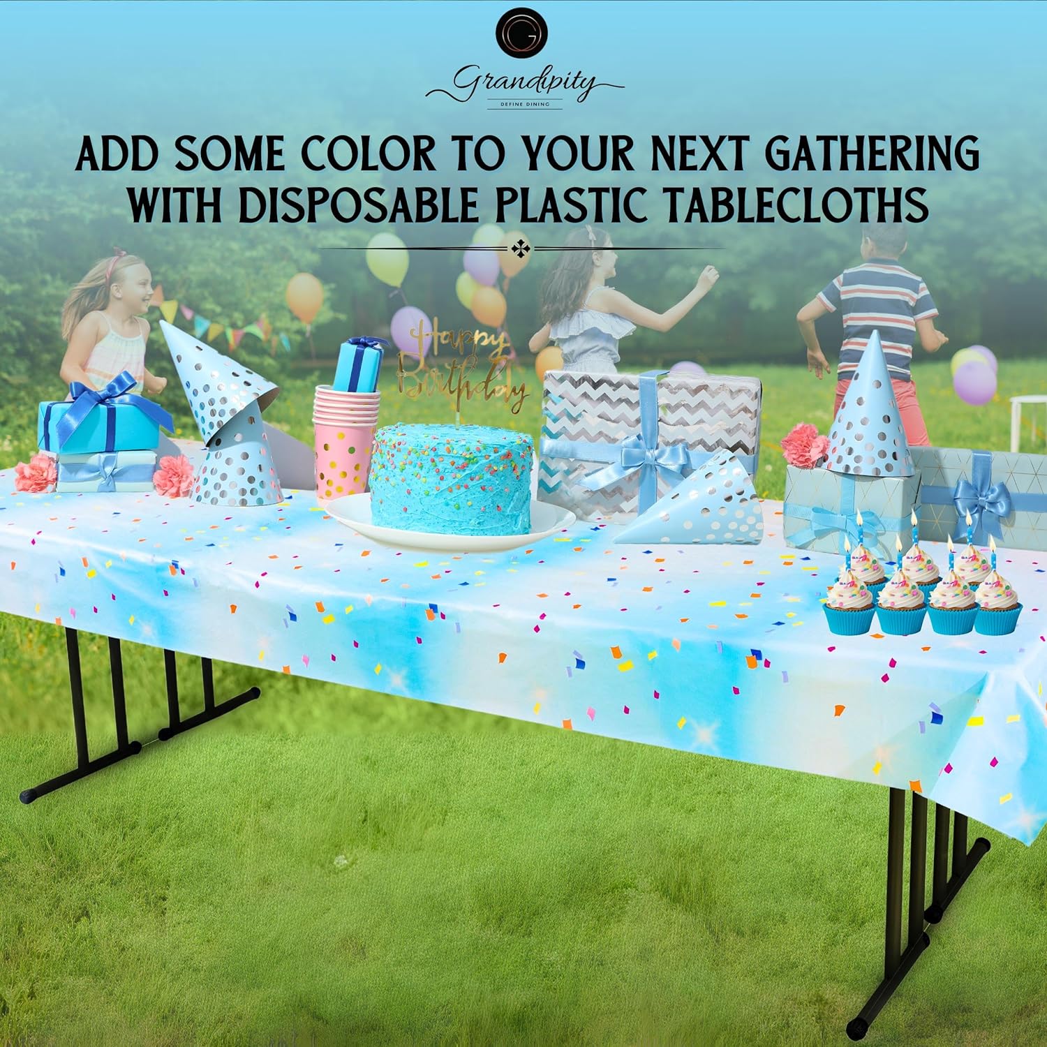 Festive Blue Rectangle Plastic Table Cover