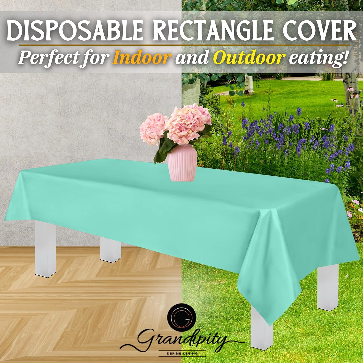Aqua Premium Rectangle Plastic Table Cover