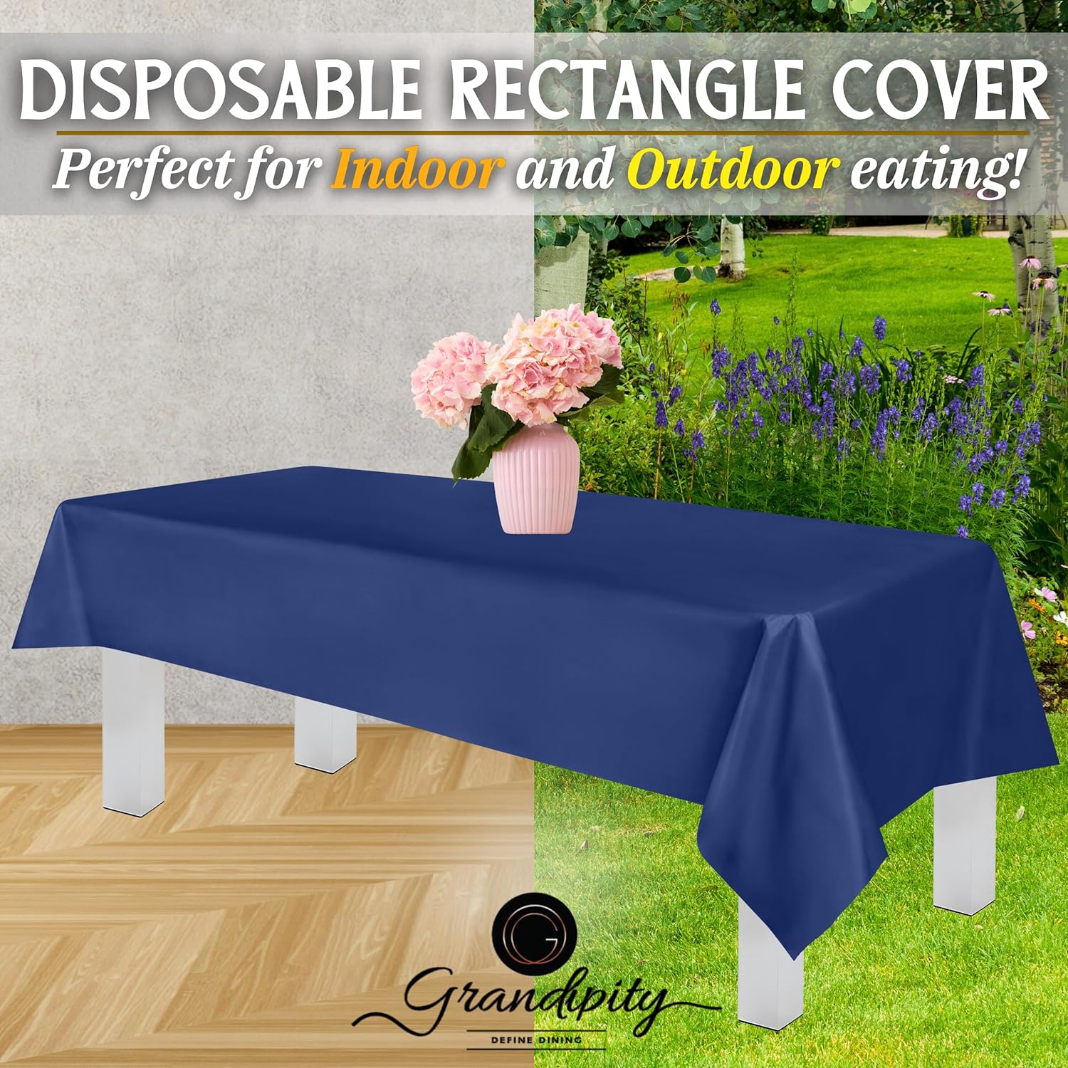 Navy Premium Rectangle Plastic Table Cover