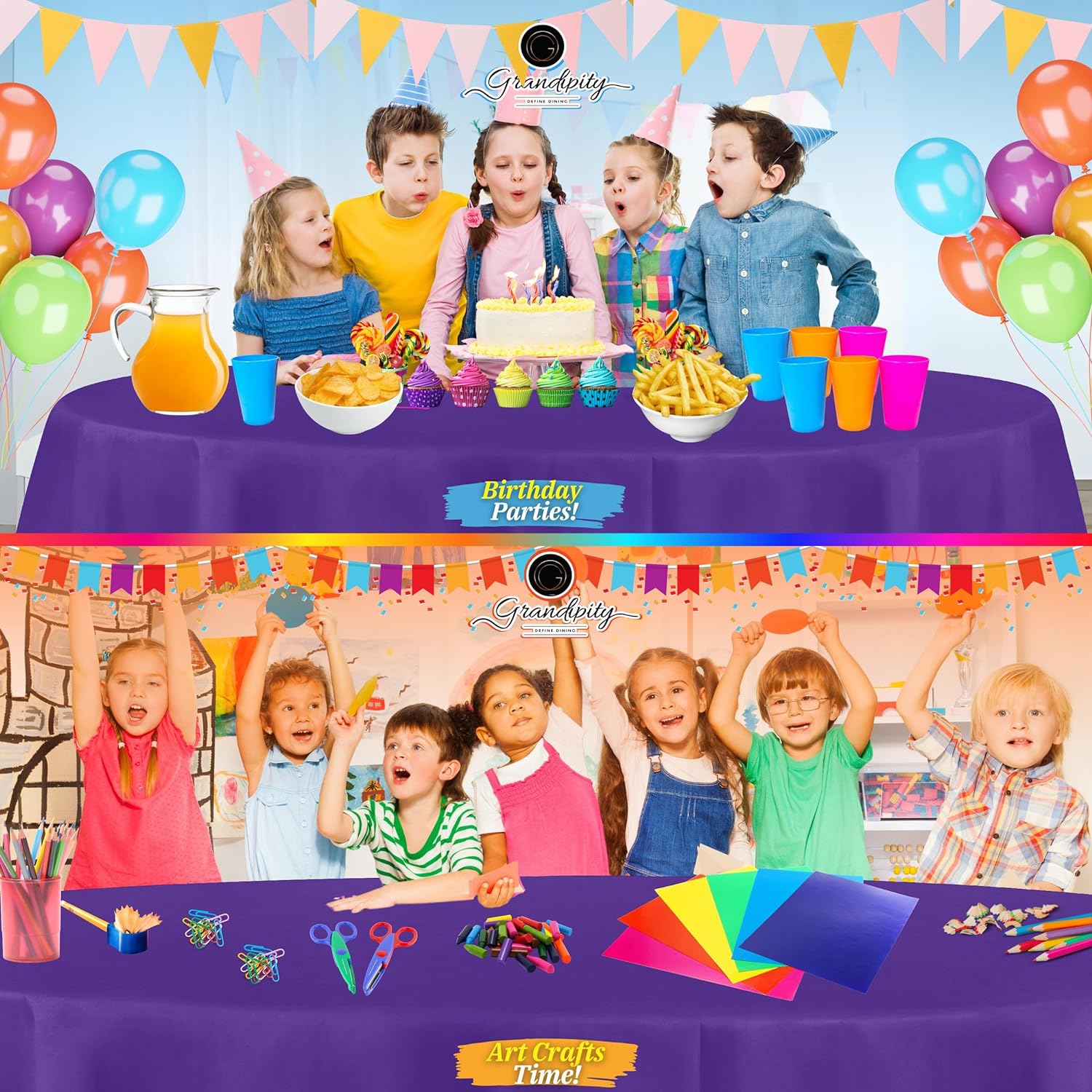 Purple Premium Round Plastic Table Cover