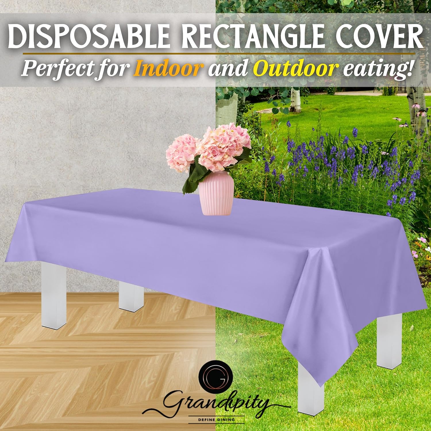 Lavender Premium Rectangle Plastic Table Cover