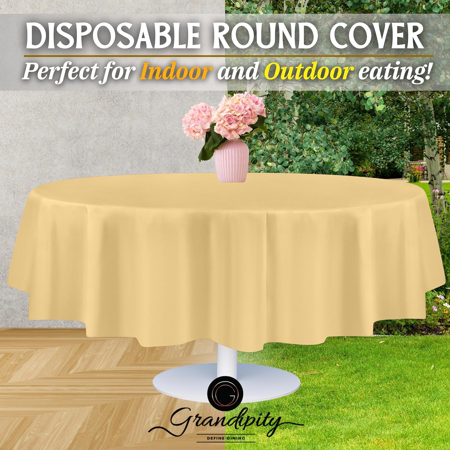Ivory Premium Round Plastic Table Cover