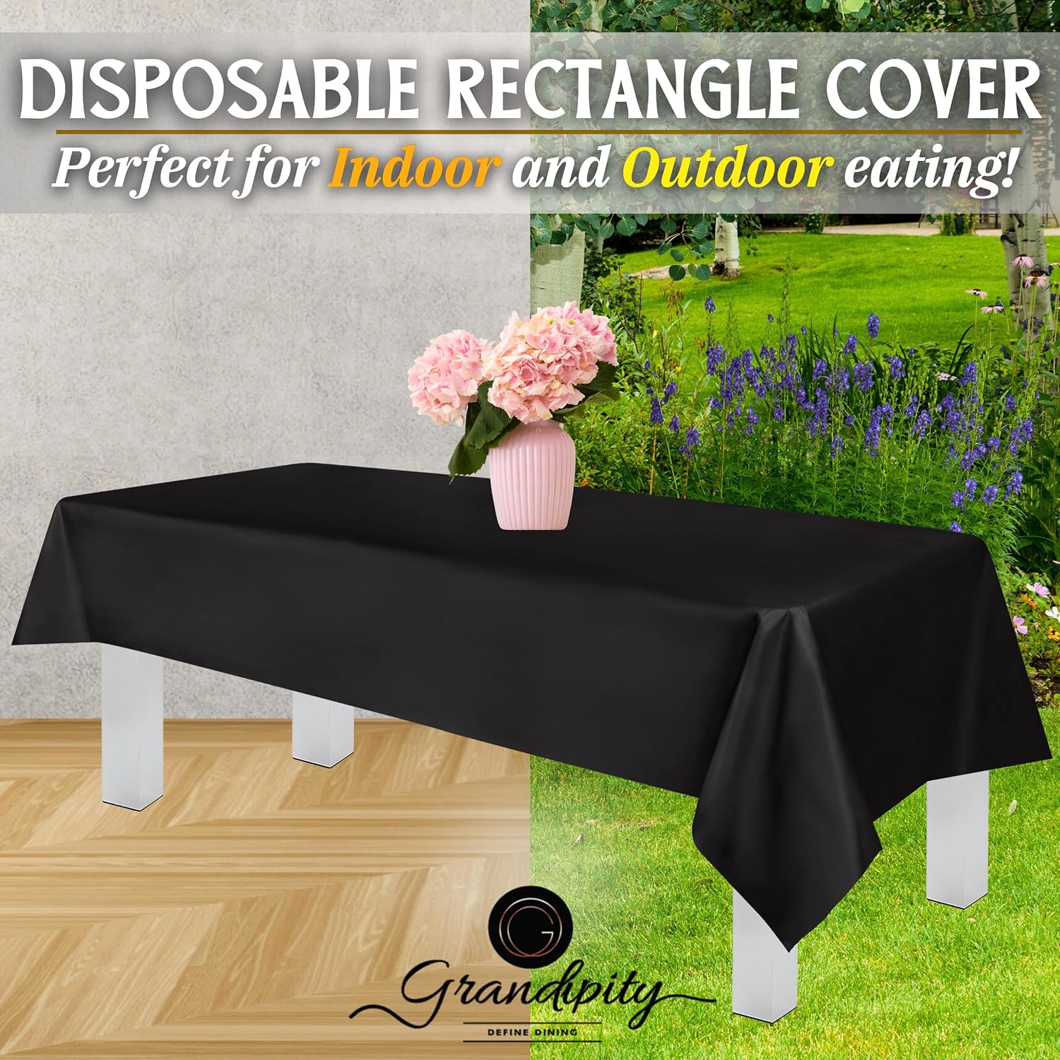 Black Premium Rectangle Plastic Table Cover
