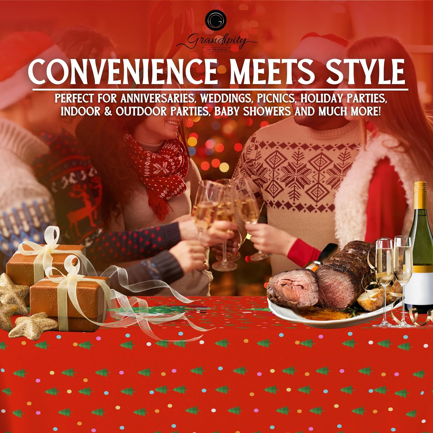 Jolly Red Santa Rectangle Plastic Table Cover