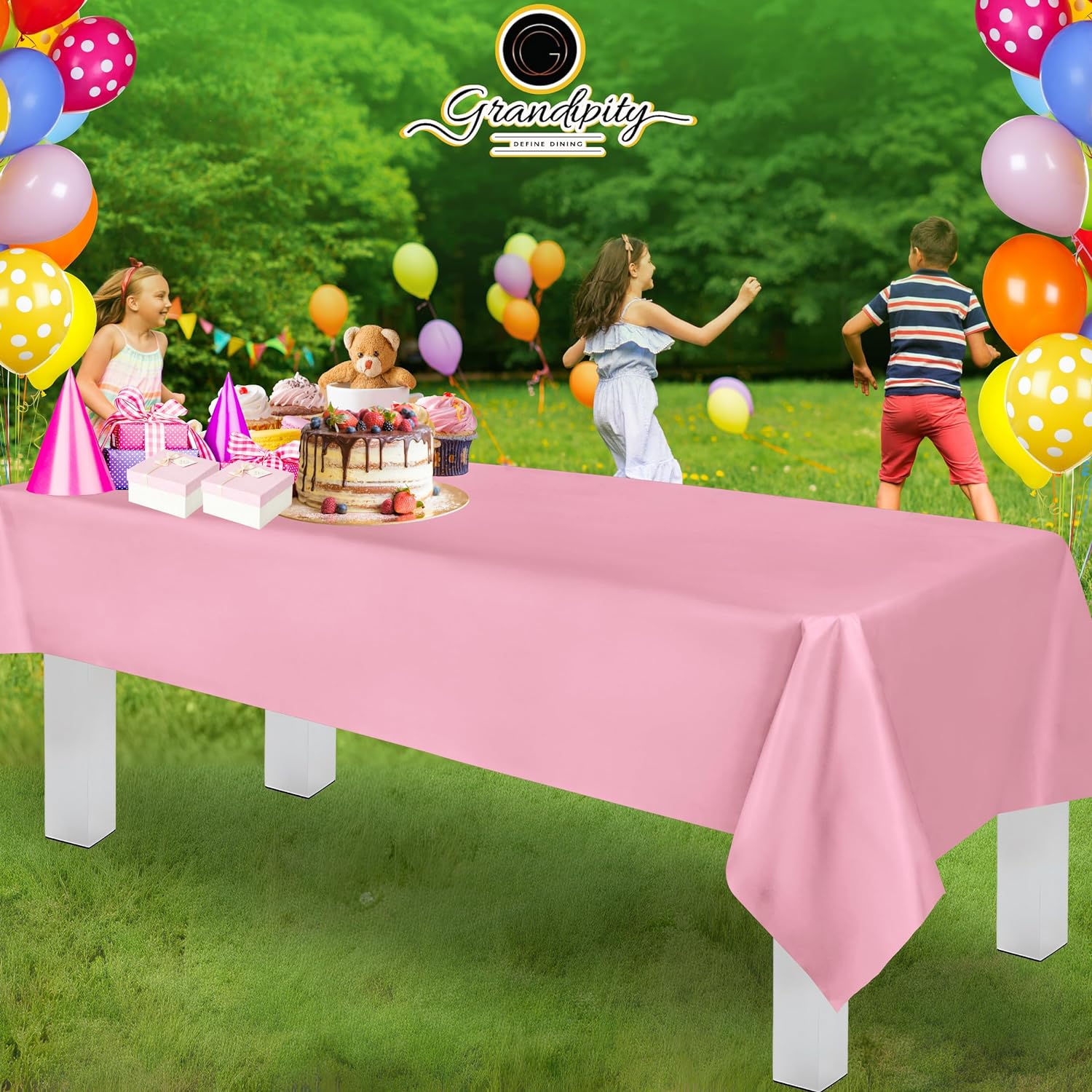 Pink Premium Rectangle Plastic Table Cover