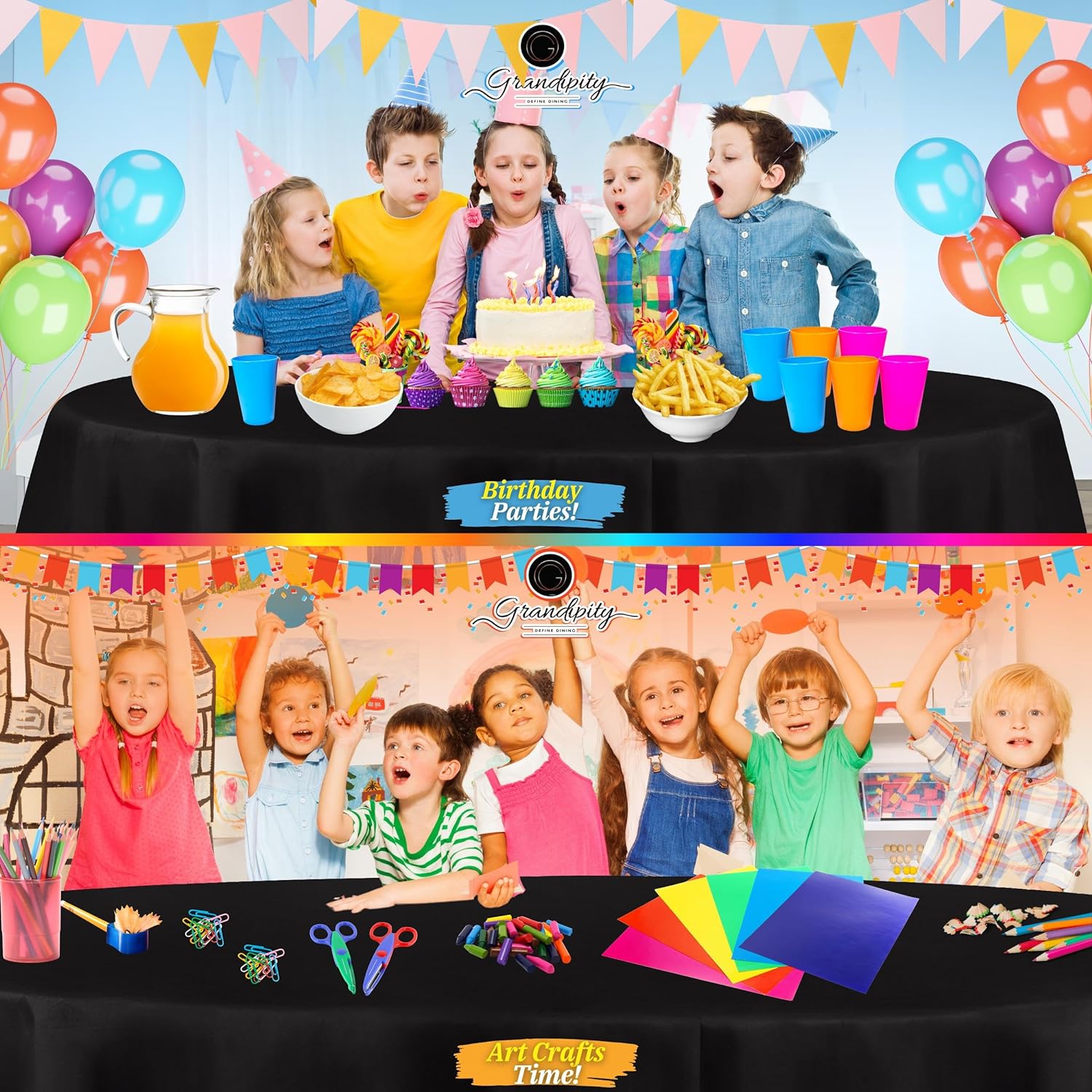 Black Premium Round Plastic Table Cover