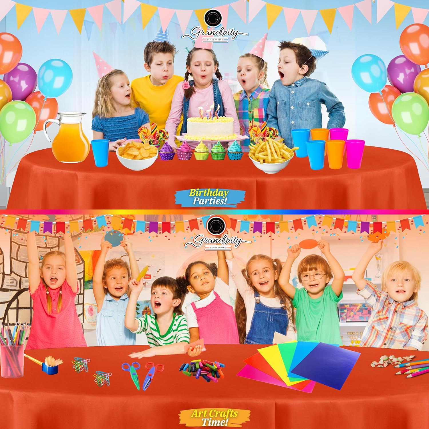 Orange Premium Round Plastic Table Cover