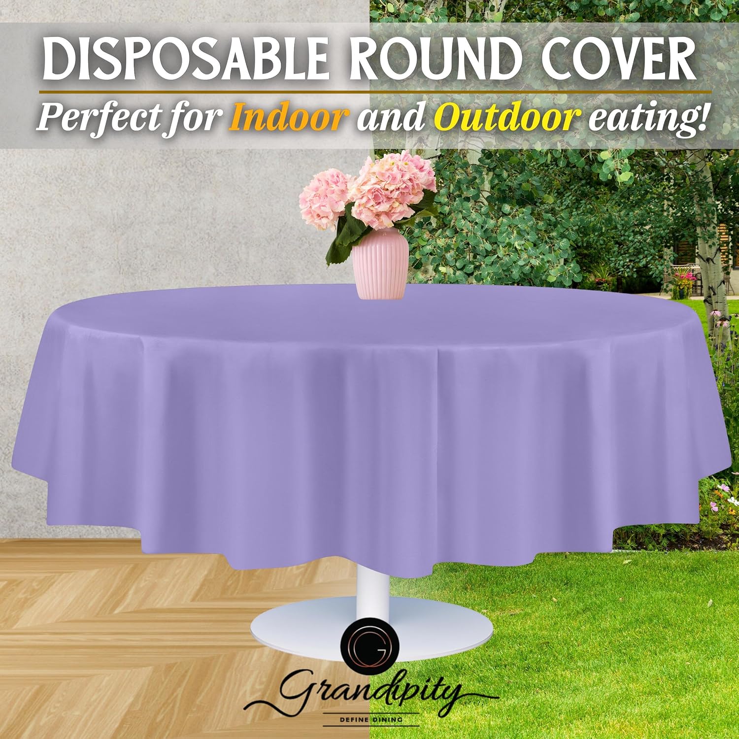 Lavender Premium Round Plastic Table Cover
