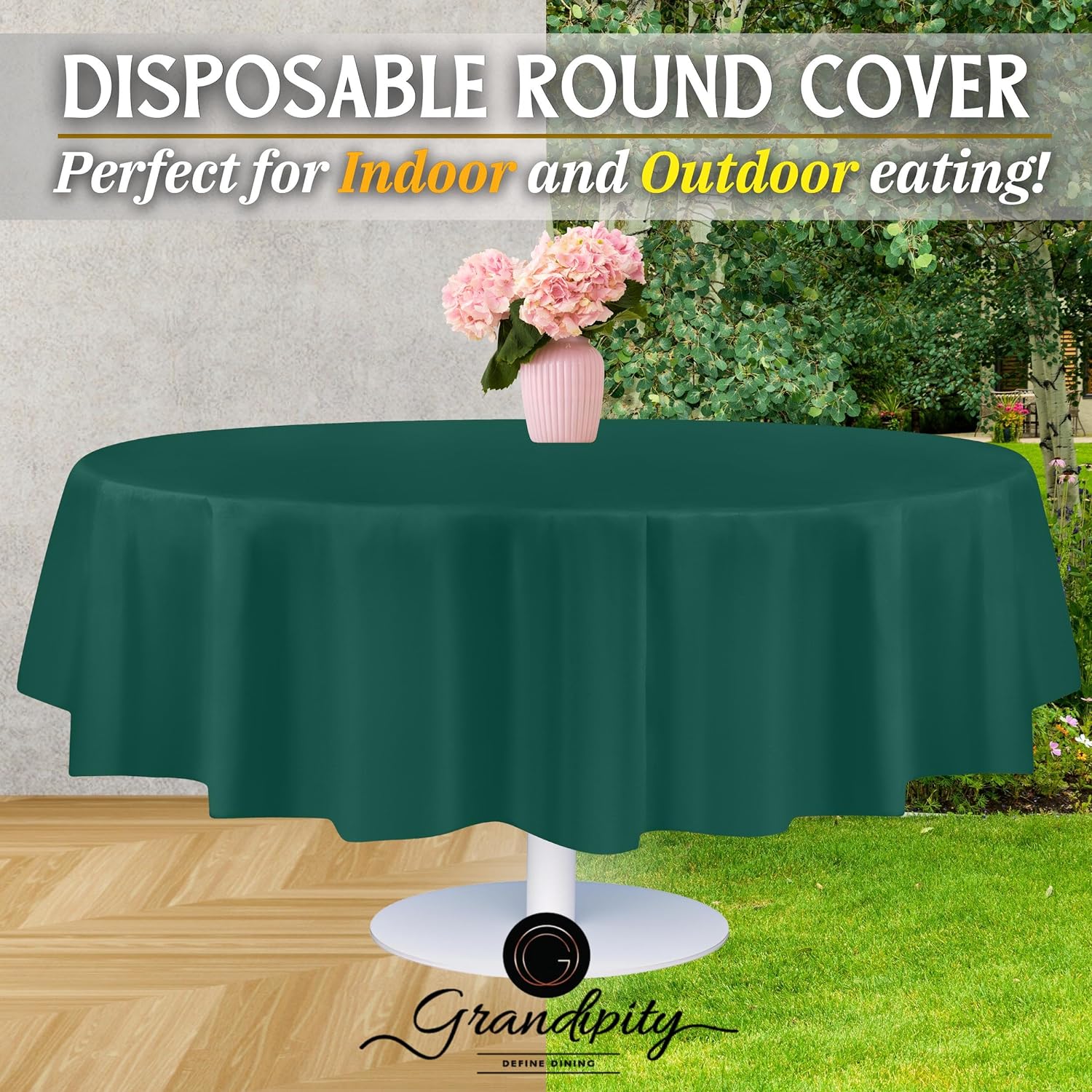 Dark Green Premium Round Plastic Table Cover