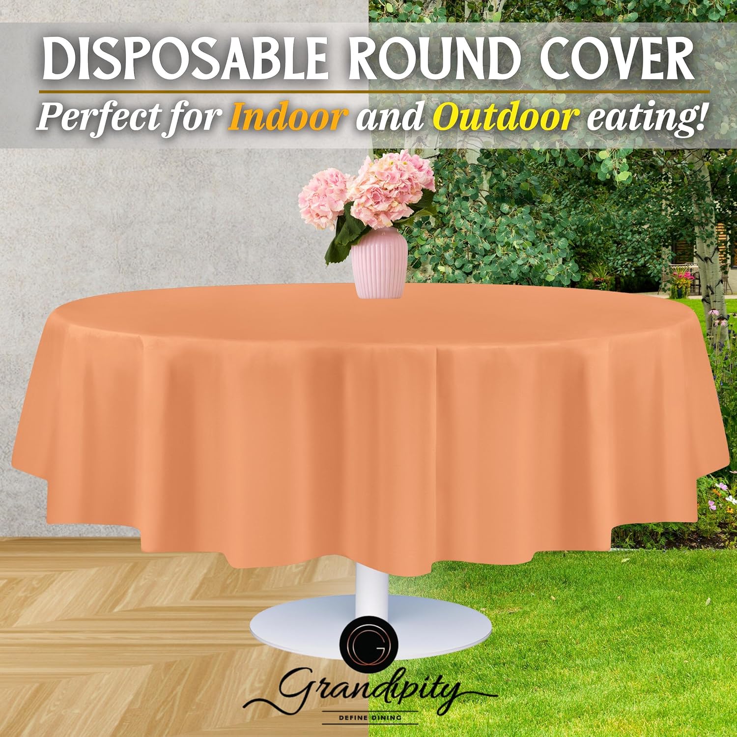 Peach Premium Round Plastic Table Cover