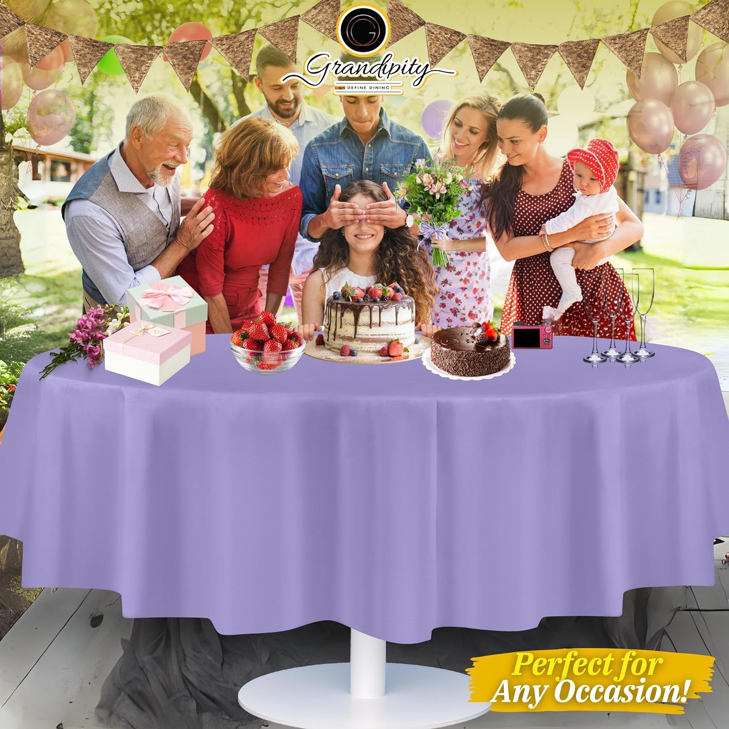 Lavender Premium Round Plastic Table Cover