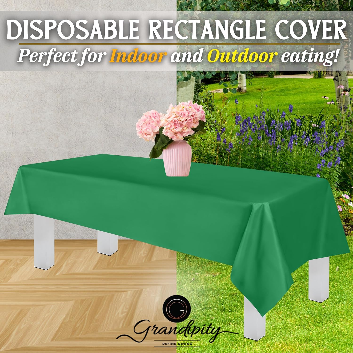 Green Premium Rectangle Plastic Table Cover