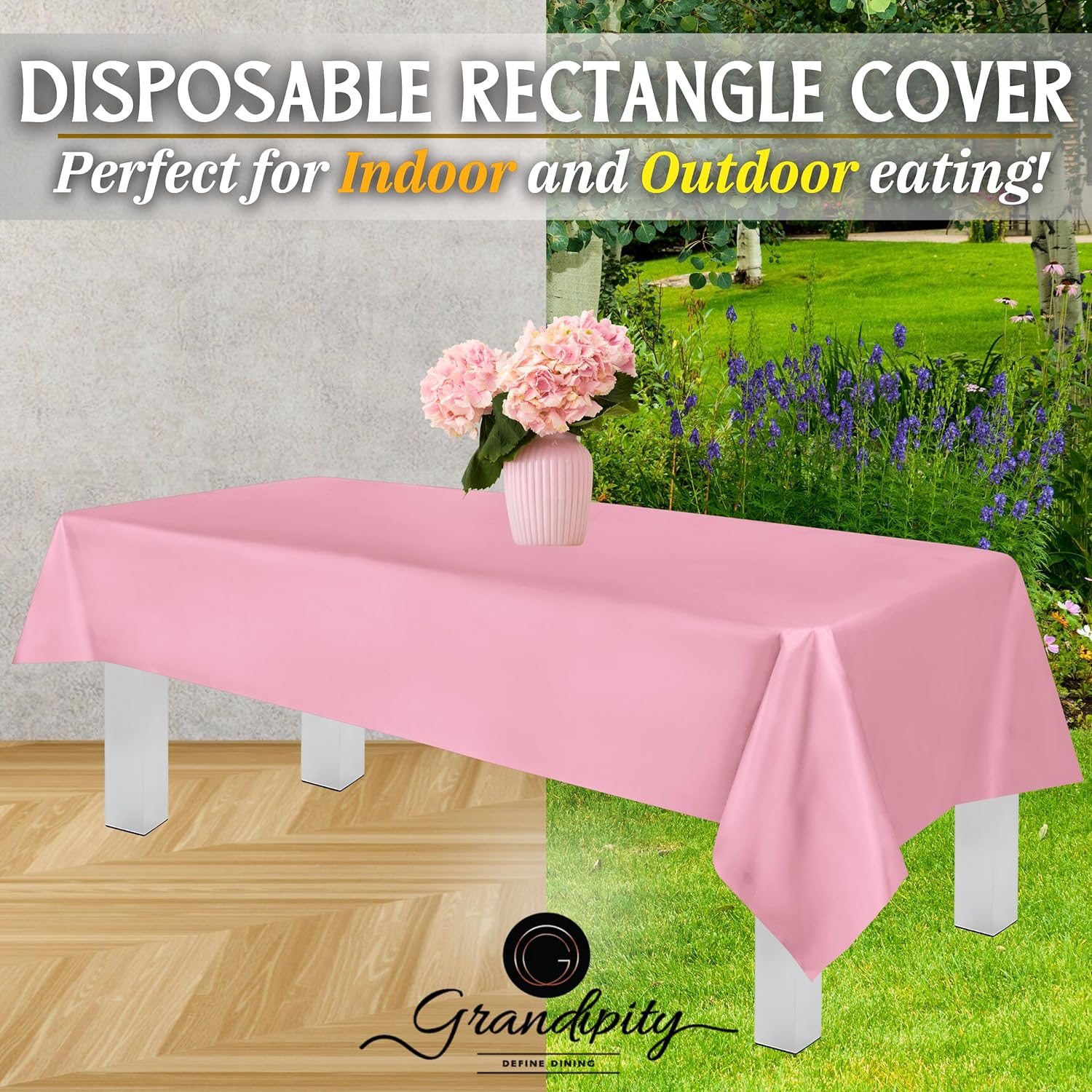 Pink Premium Rectangle Plastic Table Cover