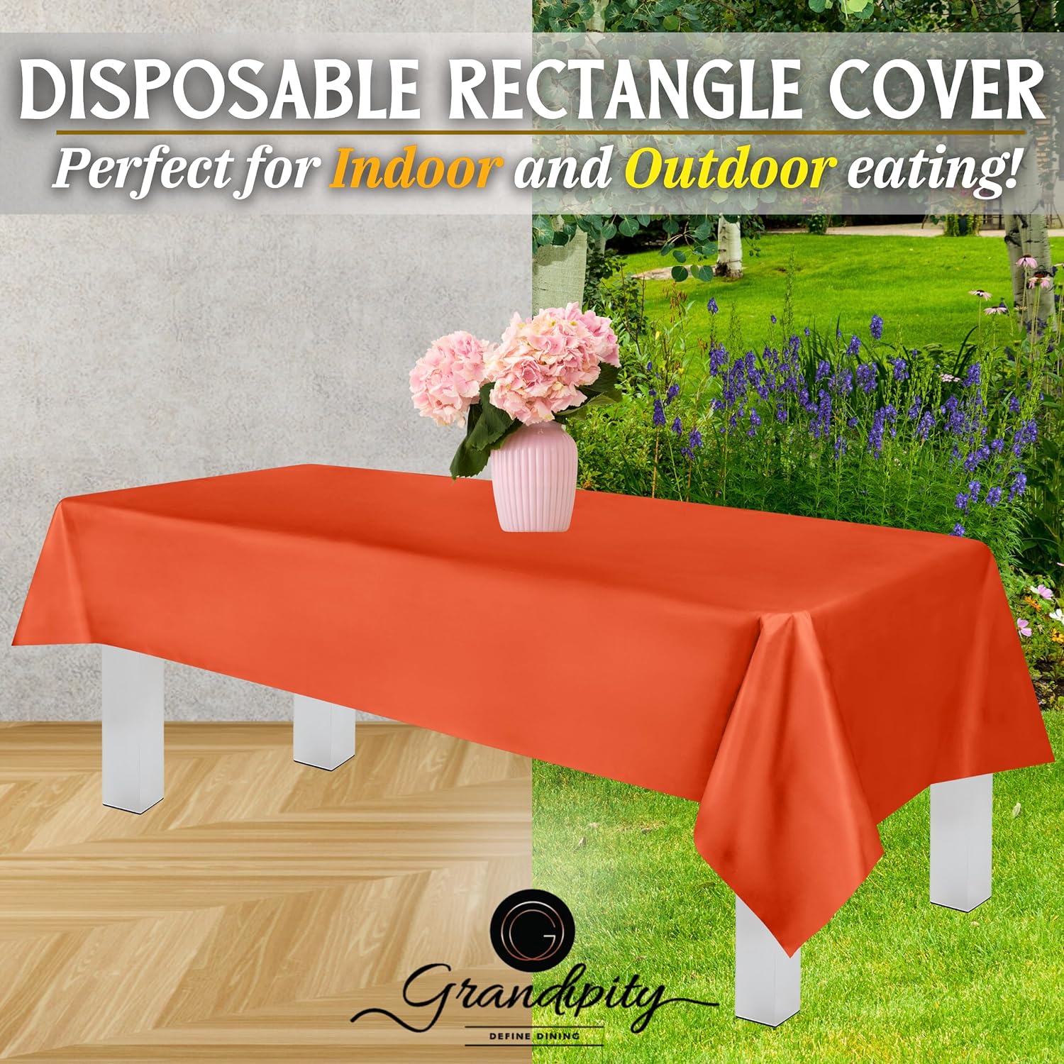 Orange Premium Rectangle Plastic Table Cover