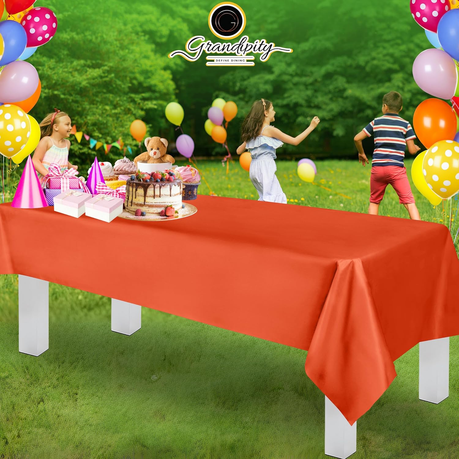Orange Premium Rectangle Plastic Table Cover