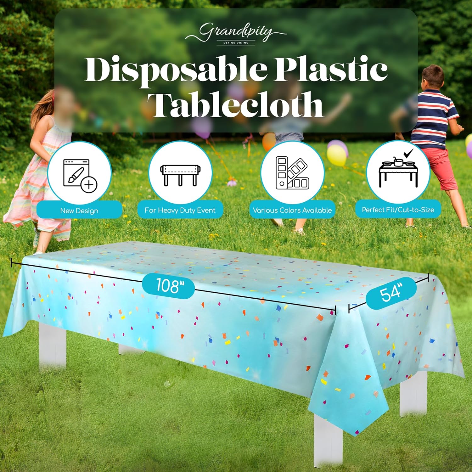 Festive Blue Rectangle Plastic Table Cover