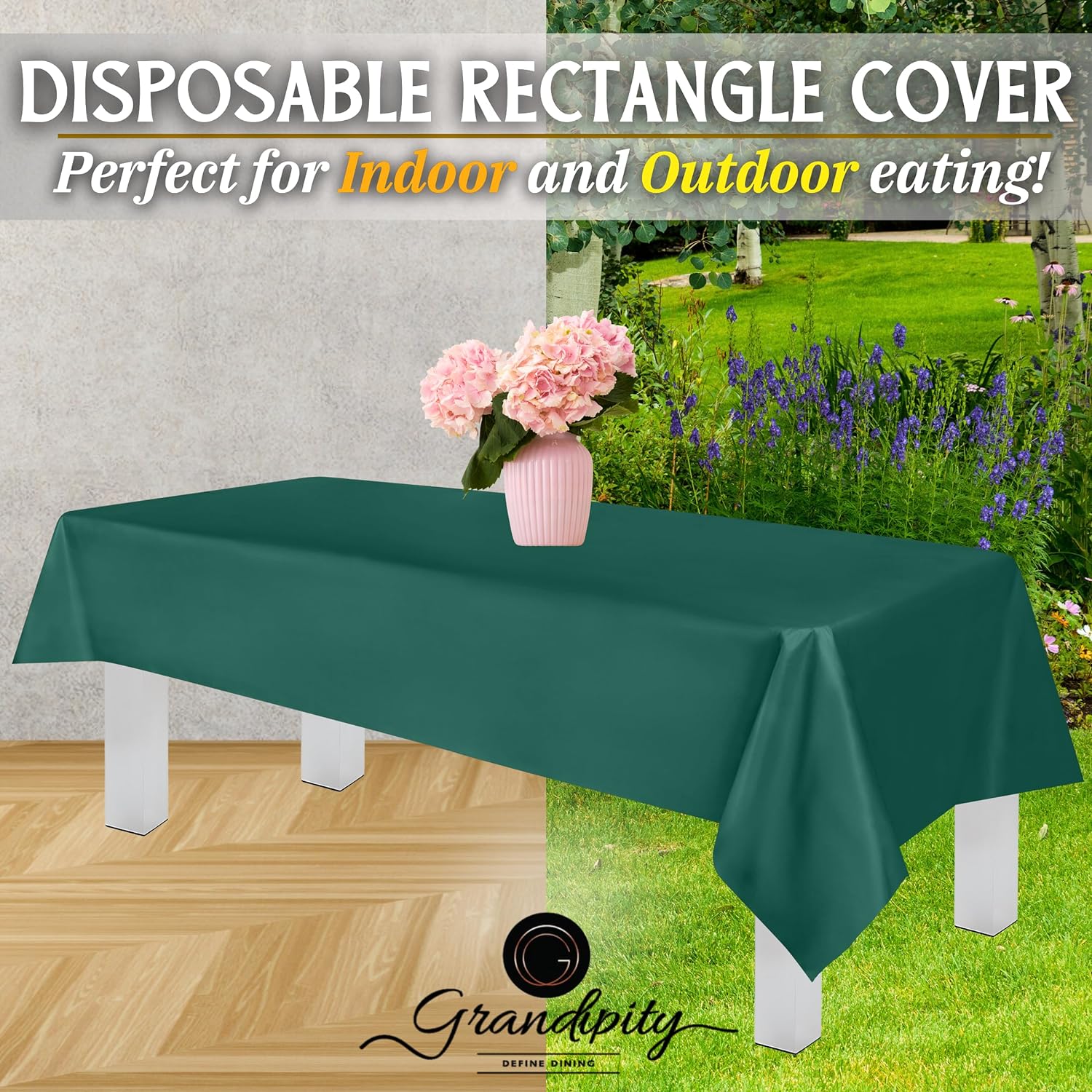 Dark Green Premium Rectangle Plastic Table Cover