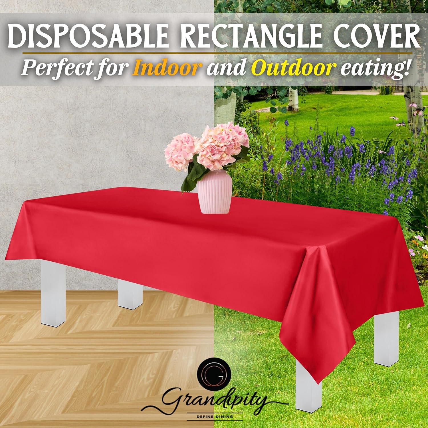 Red Premium Rectangle Plastic Table Cover