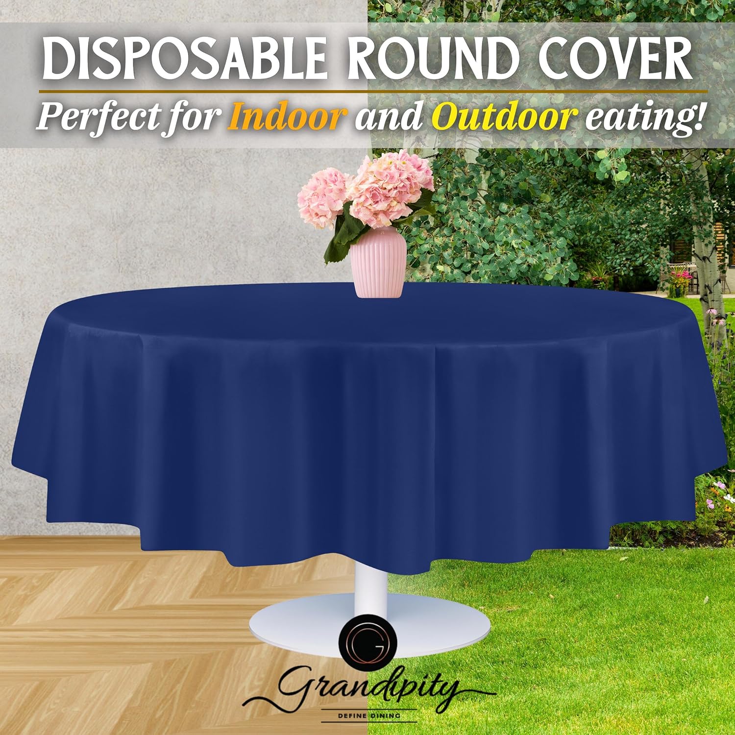 Navy Premium Round Plastic Table Cover