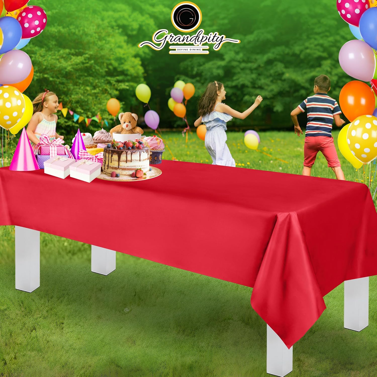 Red Premium Rectangle Plastic Table Cover