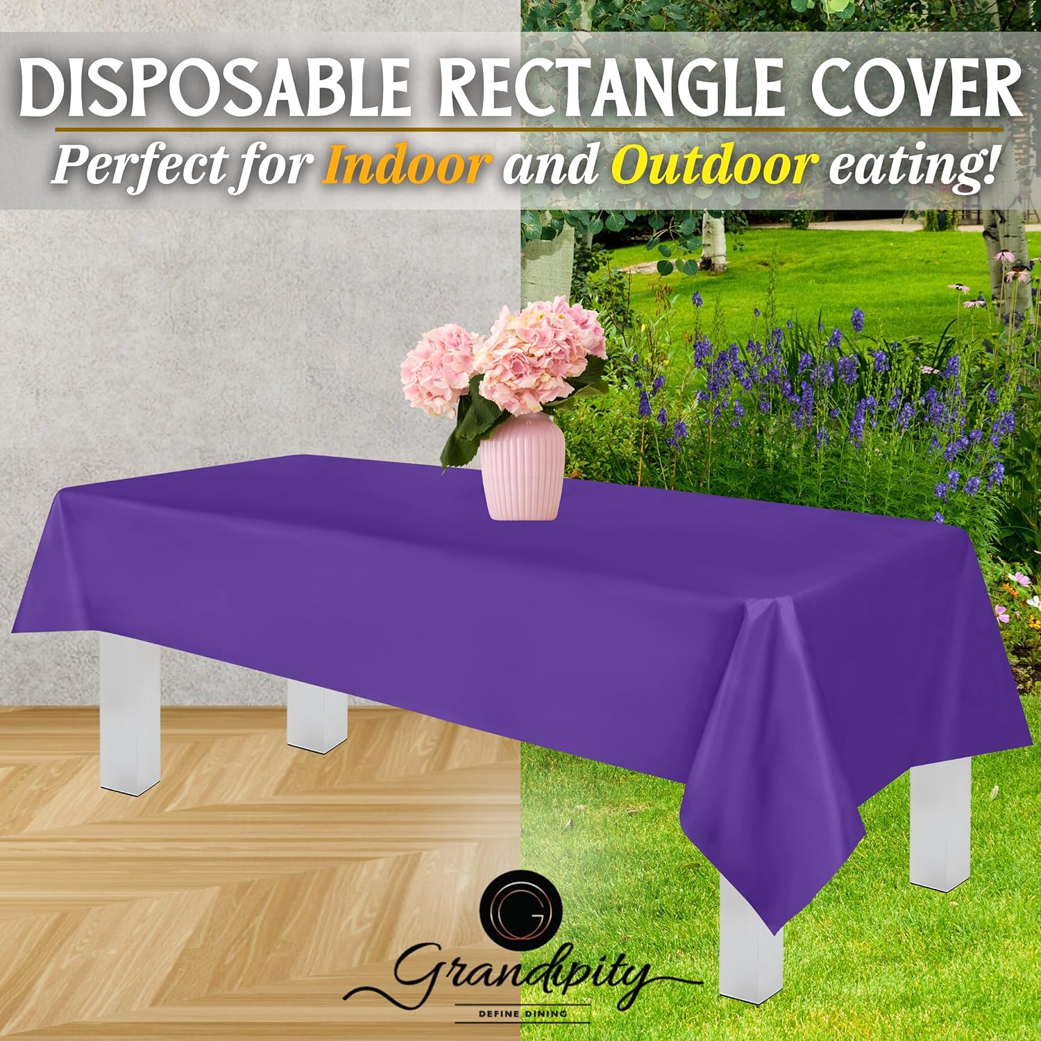 Purple Premium Rectangle Plastic Table Cover