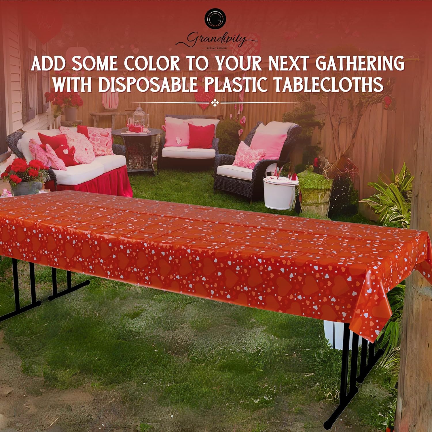 Red Valentine Rectangle Plastic Table Cover