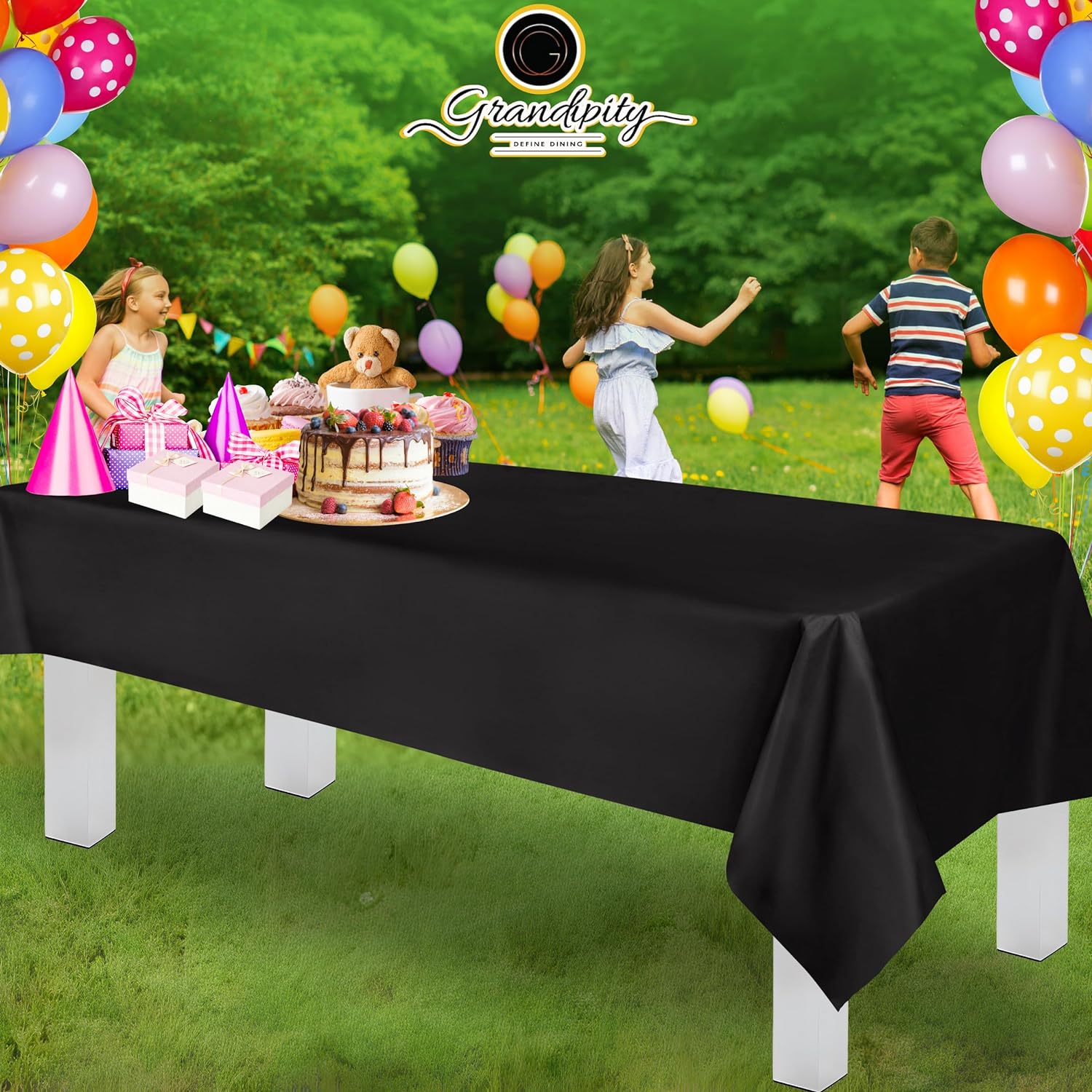 Black Premium Rectangle Plastic Table Cover