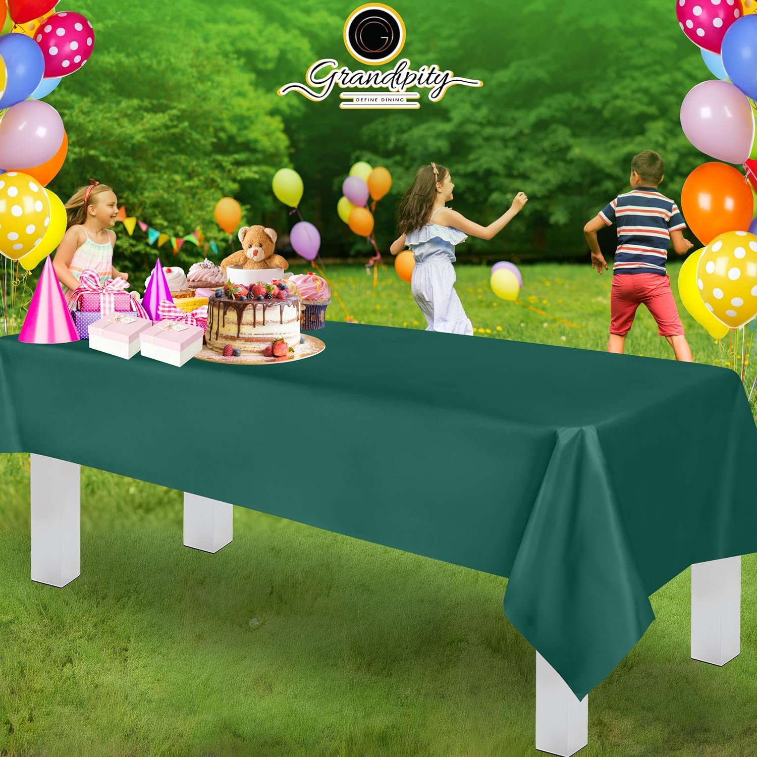 Dark Green Premium Rectangle Plastic Table Cover