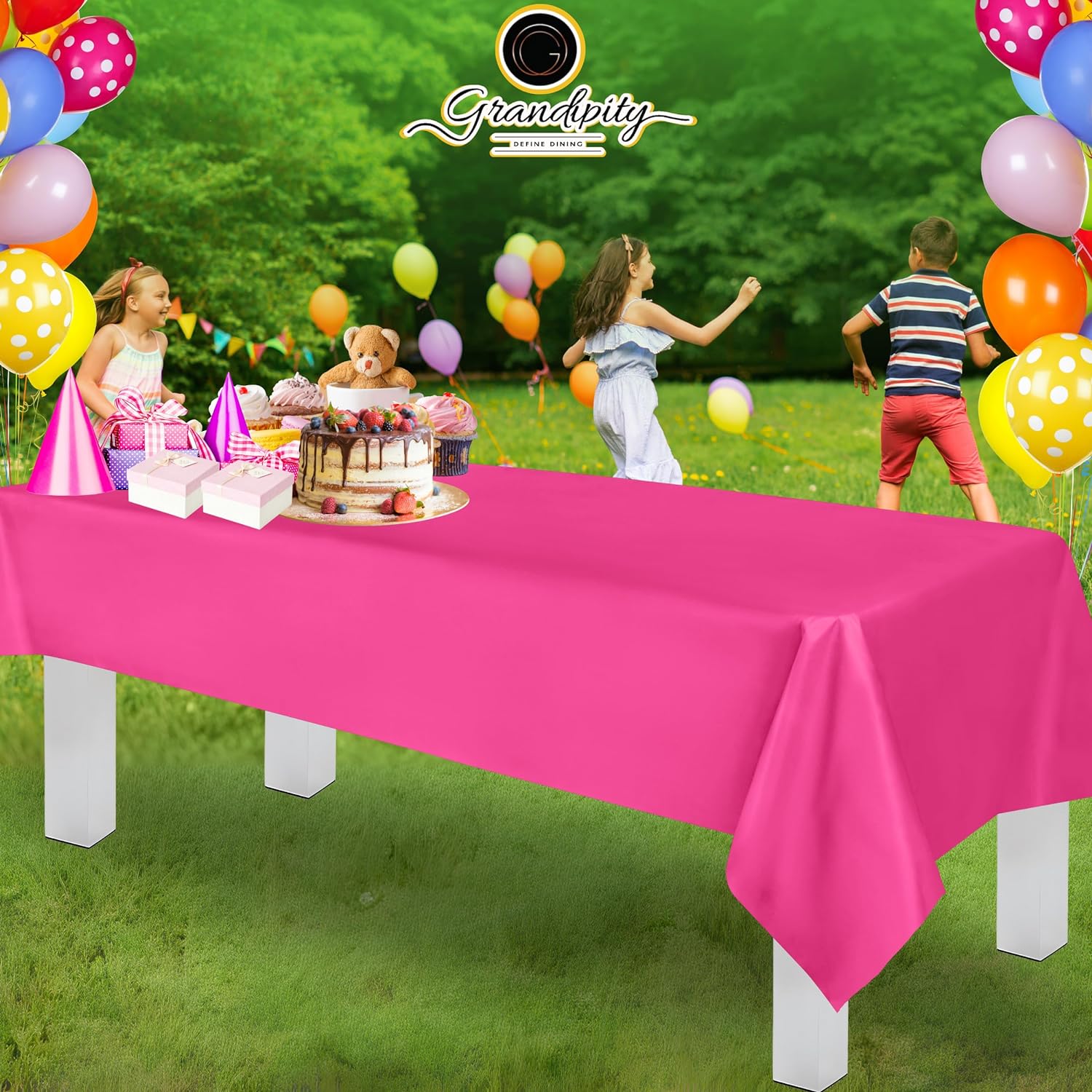 Hot Pink Premium Rectangle Plastic Table Cover