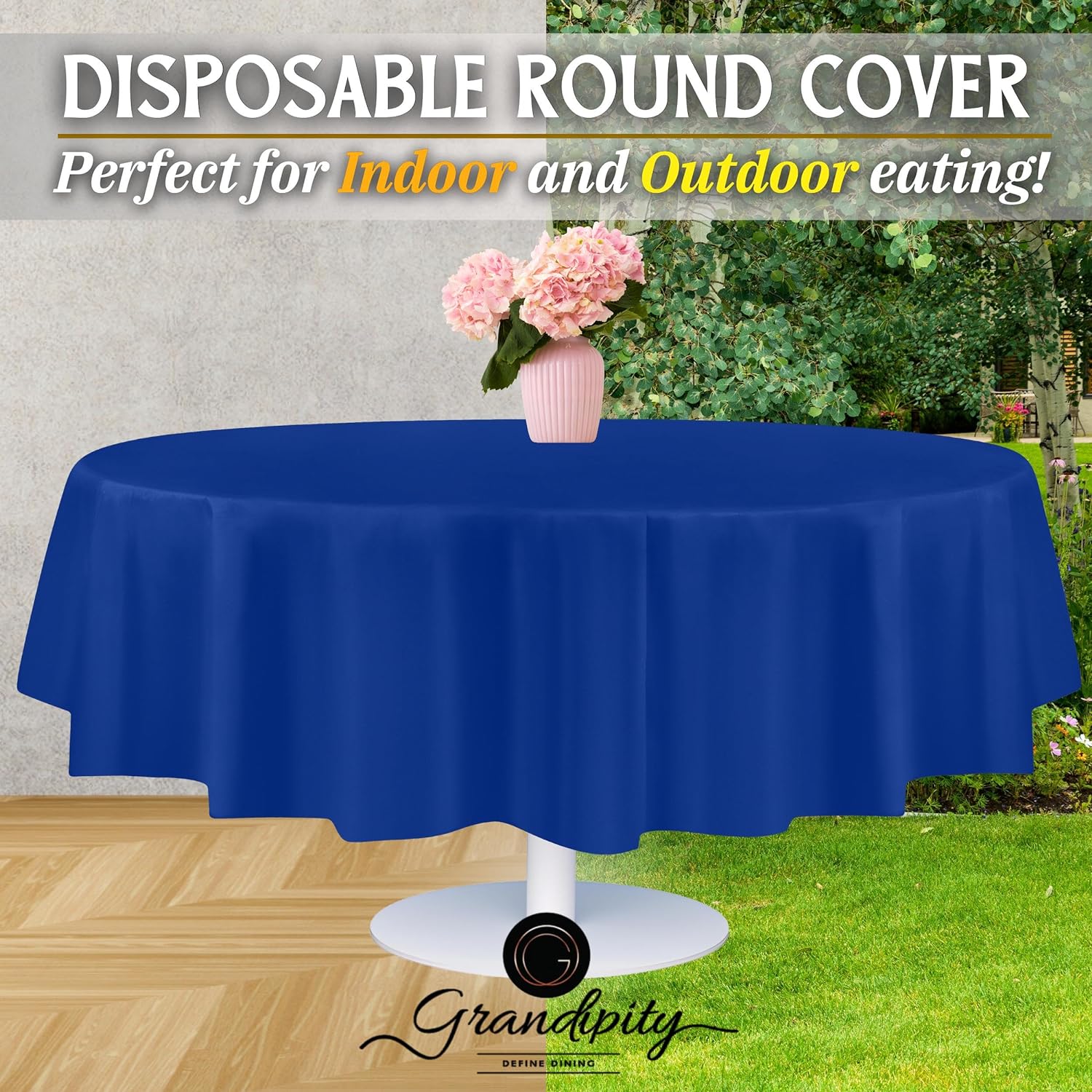 Blue Premium Round Plastic Table Cover