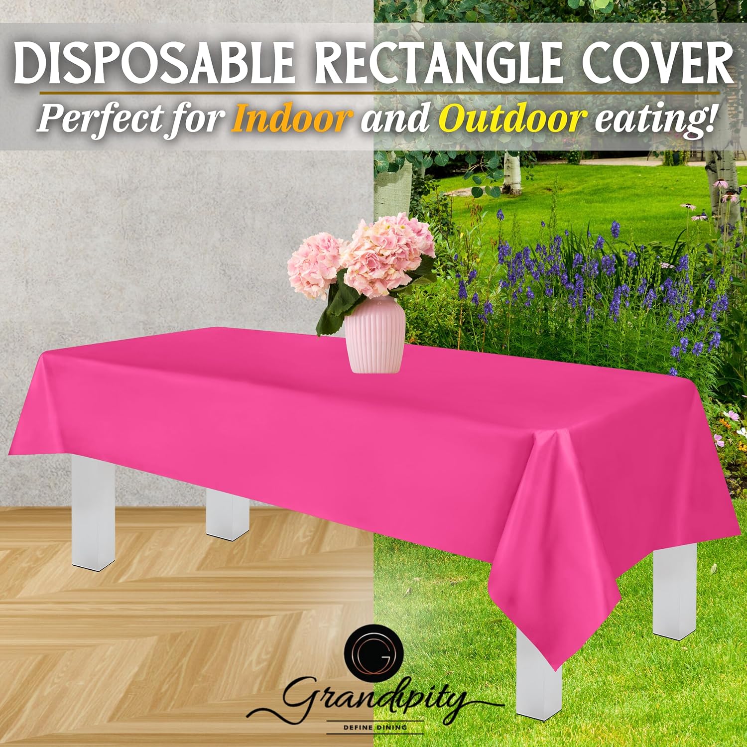 Hot Pink Premium Rectangle Plastic Table Cover