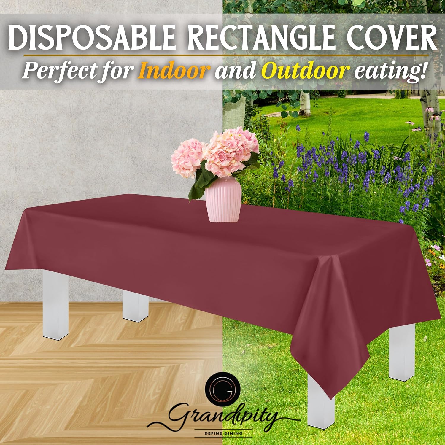 Burgundy Premium Rectangle Plastic Table Cover