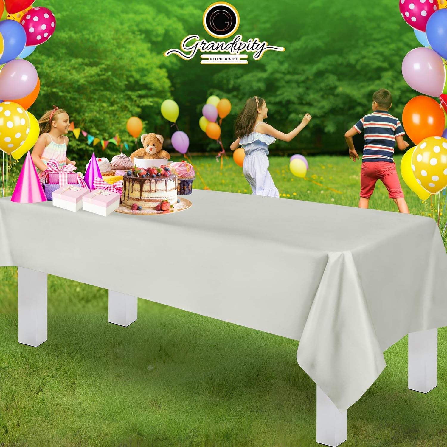 Light Grey Premium Rectangle Plastic Table Cover