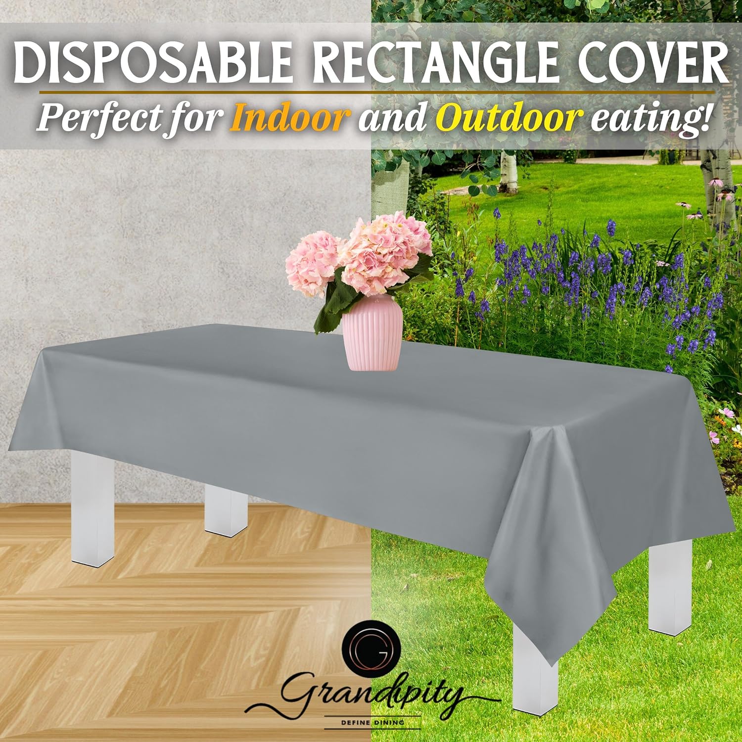 Silver Premium Rectangle Plastic Table Cover