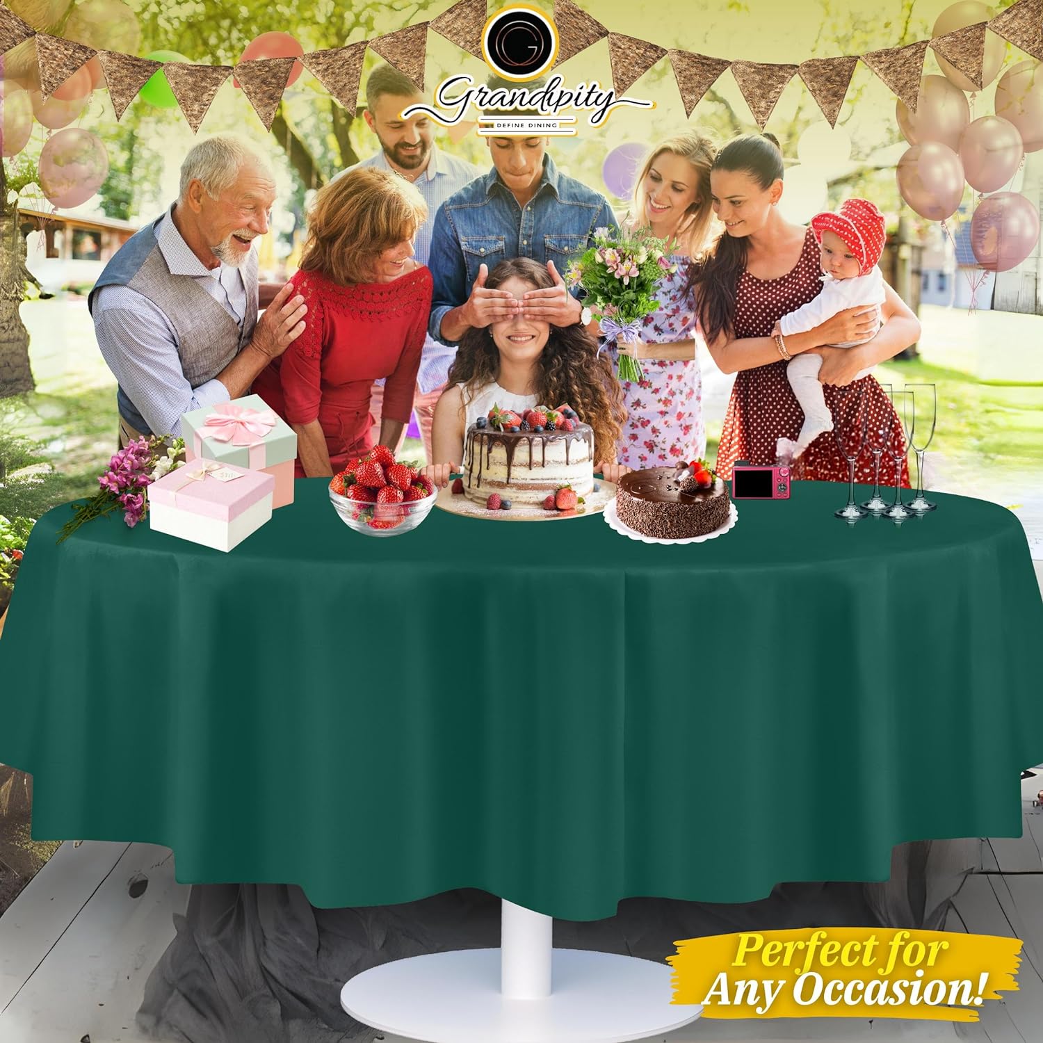 Dark Green Premium Round Plastic Table Cover