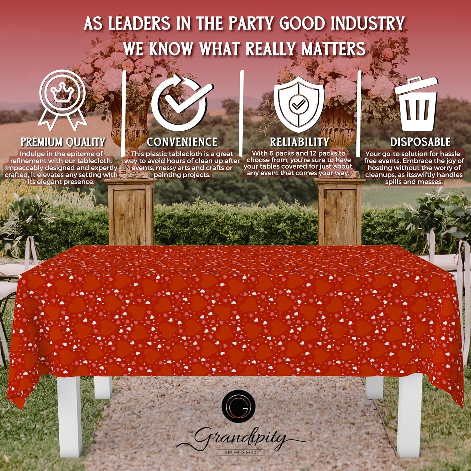 Red Valentine Rectangle Plastic Table Cover