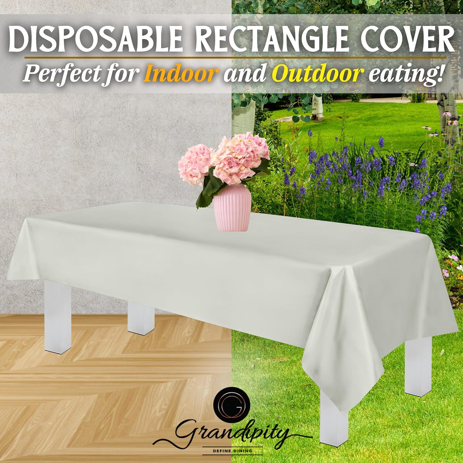 Light Grey Premium Rectangle Plastic Table Cover