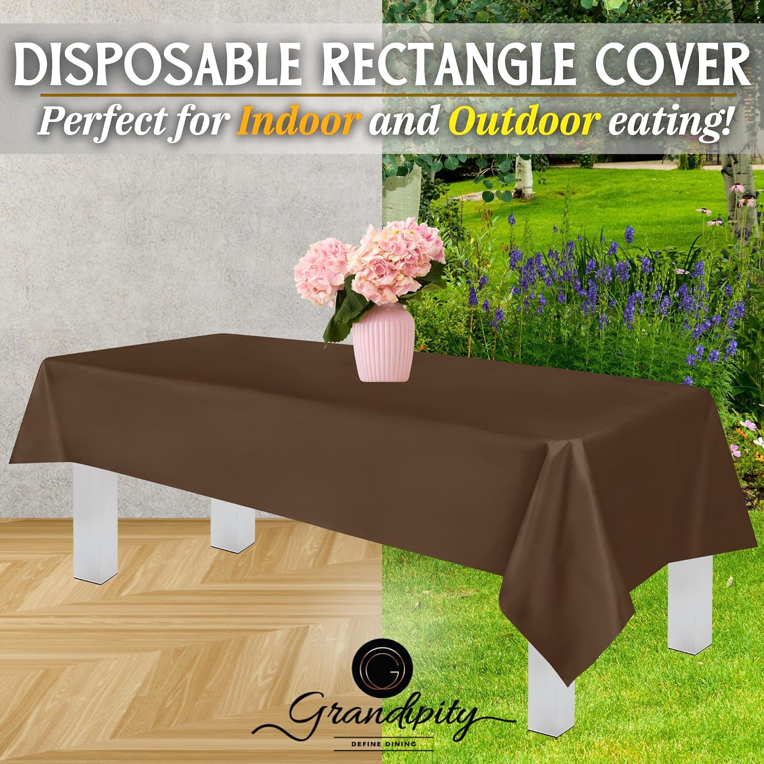Brown Premium Rectangle Plastic Table Cover