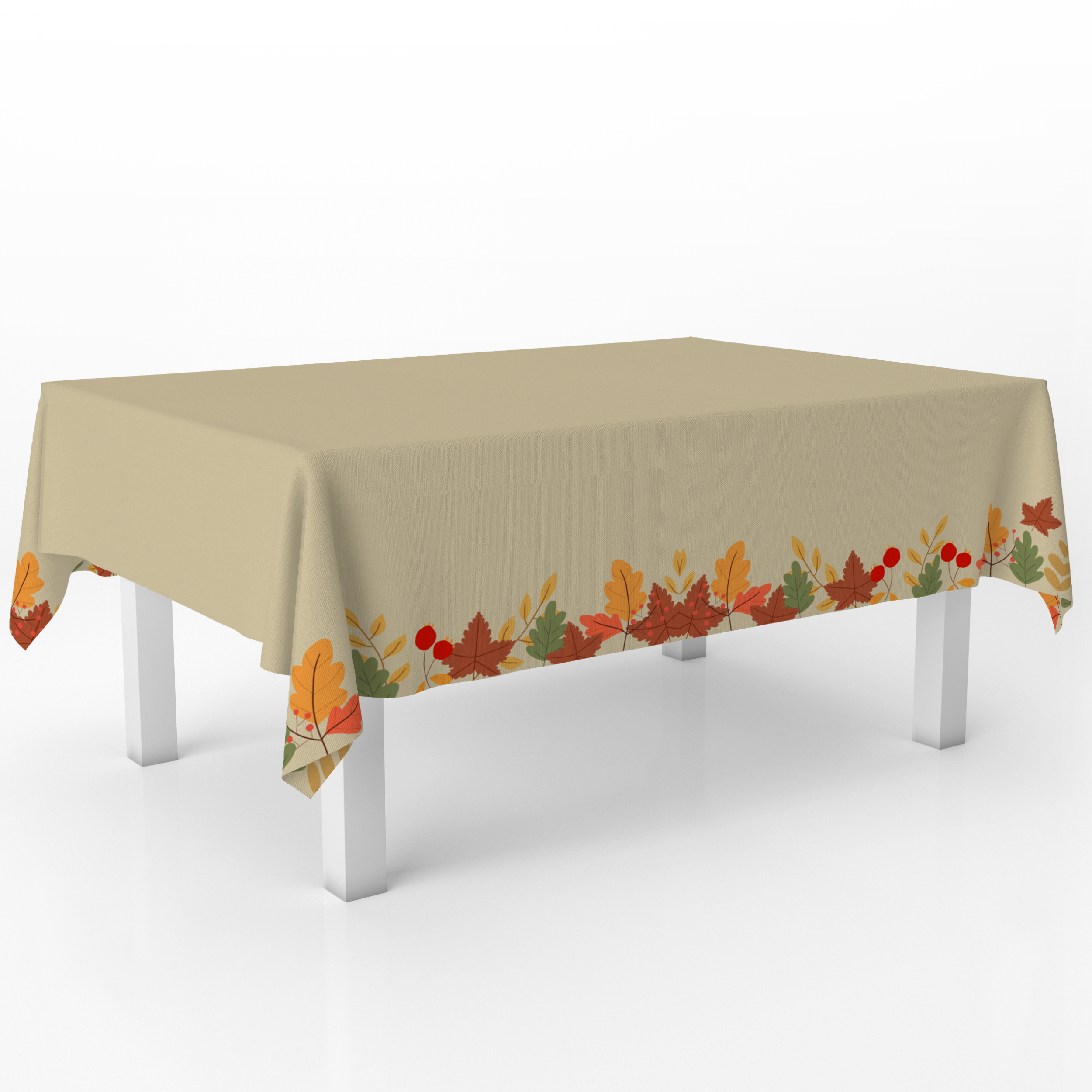 Thanksgiving Beige Premium Rectangle Plastic Table Cover
