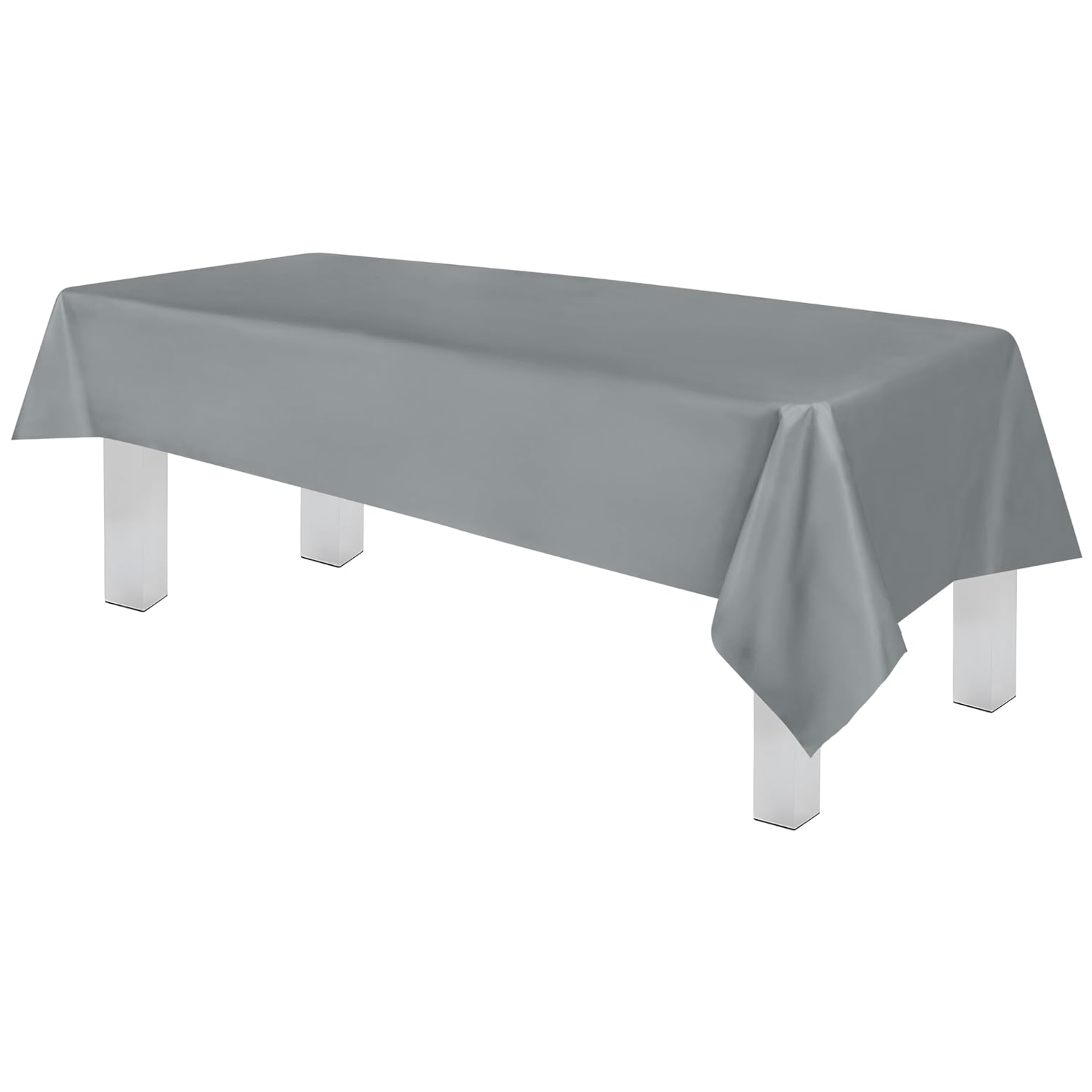Silver Premium Rectangle Plastic Table Cover