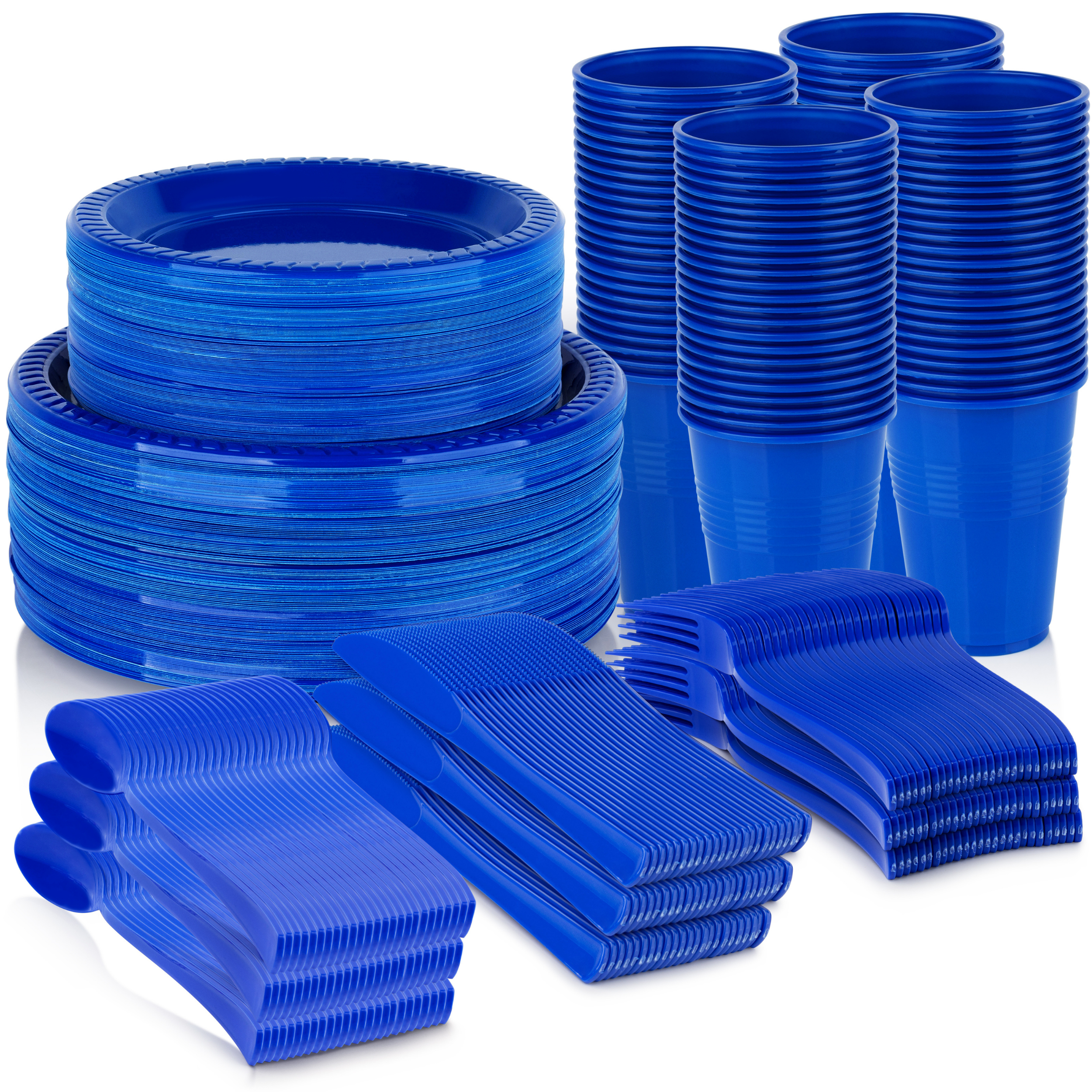 720 Pcs Blue Party Plastic Dinnerware Set