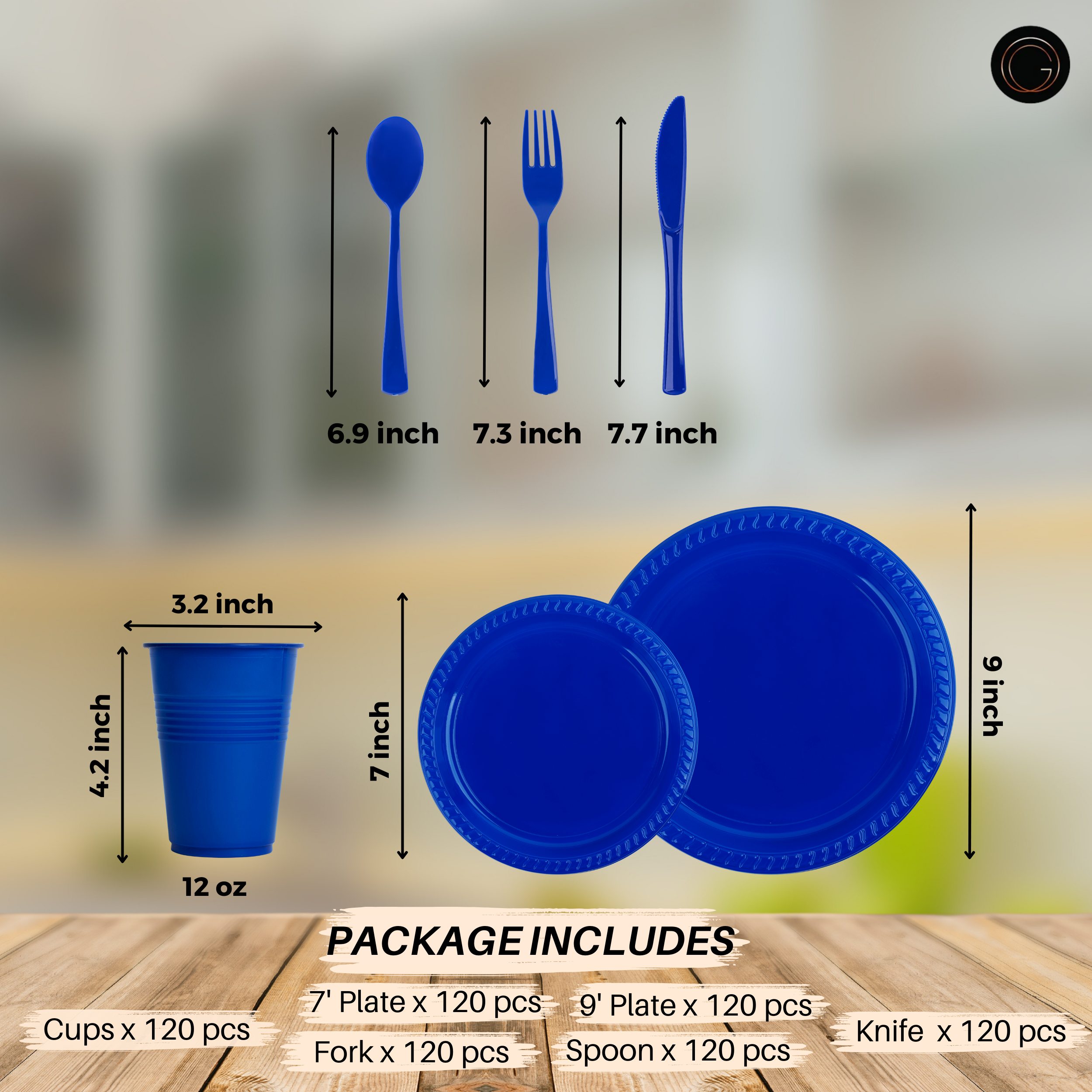 720 Pcs Blue Party Plastic Dinnerware Set
