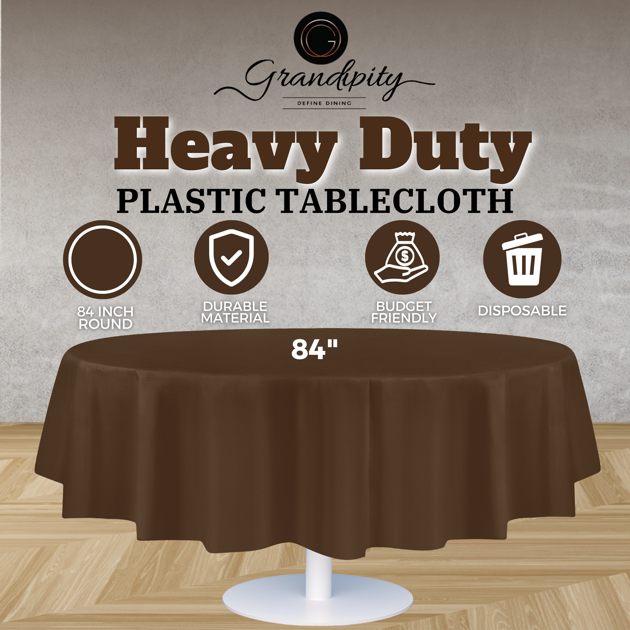Brown Premium Round Plastic Table Cover